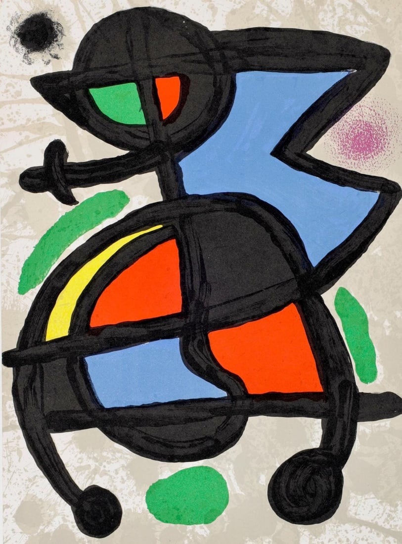 Joan Miro, Composition, Derriere le miroir, Limited Edition Lithograph: Lithograph on velin paper. Paper size: 15 x 11 inches. Excellent condition. Inscription: Unsigned and unnumbered, as issued. Notes: From volume, Derriere le miroir, N deg 186, 1970. Published by Aime