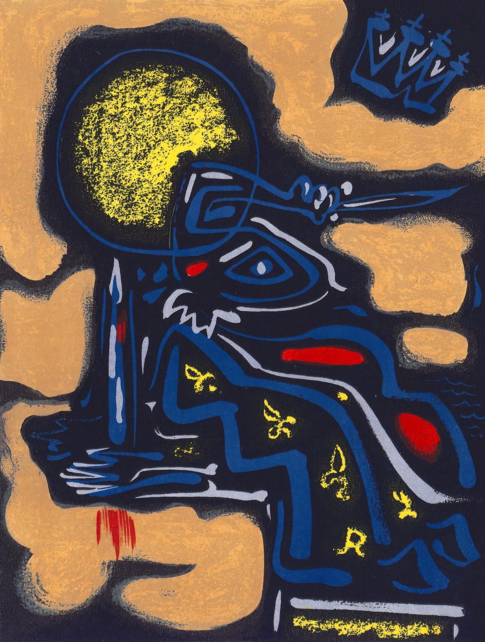 Andre Masson, Untitled, from Albert Camus, oeuvres completes, Limited Edition Lithograph, 1962: This exquisite lithograph by Andre Masson (1896-1987), titled Sans titre (Untitled), originates from the 1962 album Albert Camus, oeuvres completes, essais philosophiques, Le mythe de Sisyphe, L'homme