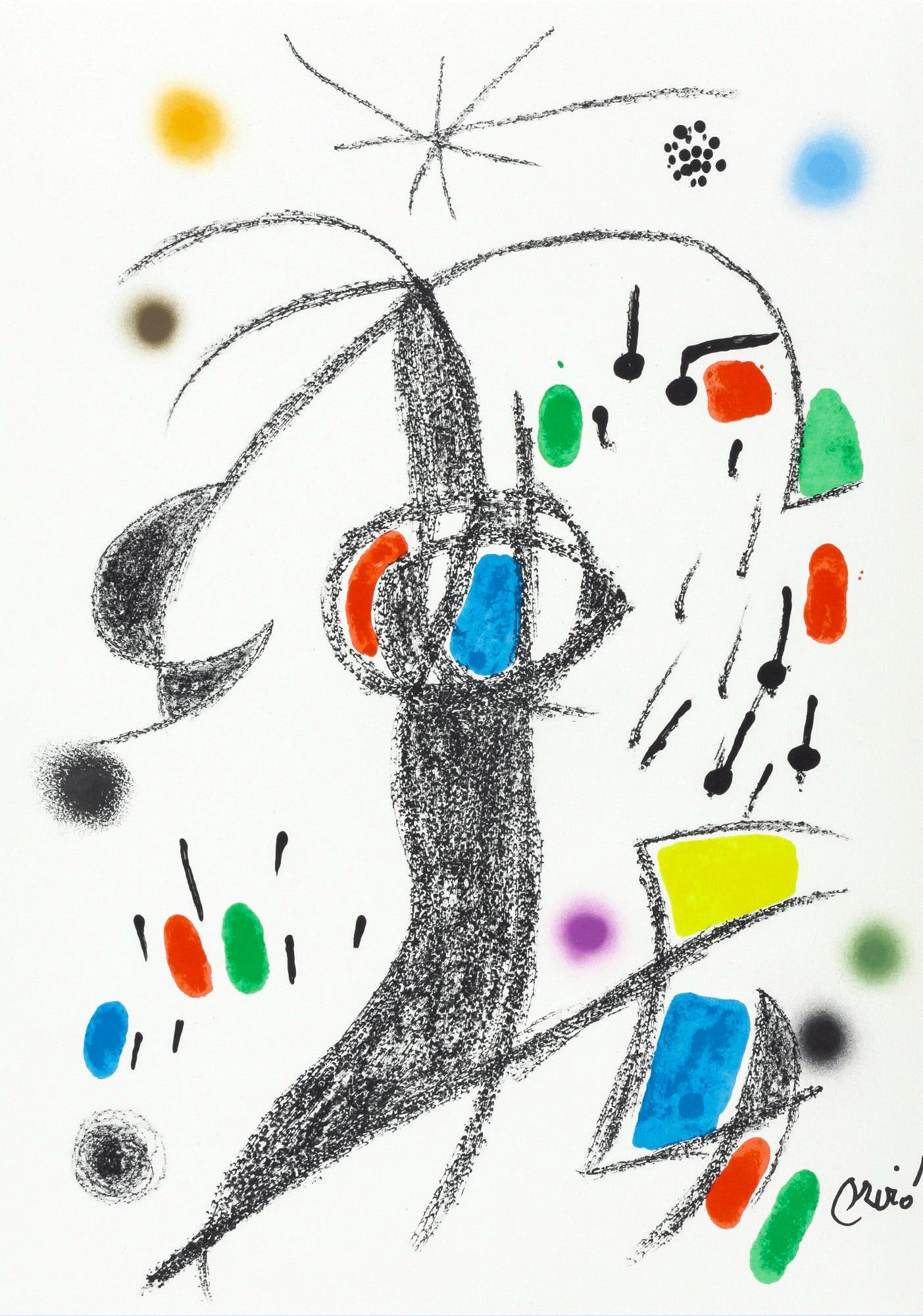 Joan Miro, Composition (Mourlot, 1051-1072), Maravillas con Variaciones acrosticas en el Jardin de: Lithograph on velin d'Arches paper. Paper Size: 19.5 x 14.125 inches. Inscription: Signed in the plate and unnumbered, as issued. Catalogue raisonne references: Cramer, Patrick, and Joan Miro. Joan Mi