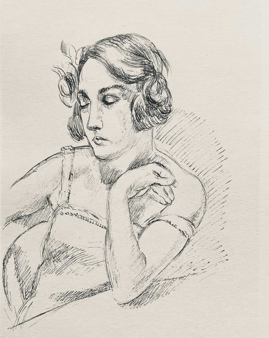 Henri Matisse, Composition (Dutel 3), Dessins de Henri-Matisse, Limited Edition Lithograph: Lithograph on velin Lafuma paper. Unsigned and unnumbered. Paper Size: 10 x 8 inches. Excellent condition. Notes: From the album, Dessins de Henri-Matisse, 1925. Published by Editions des Quatre Chemi