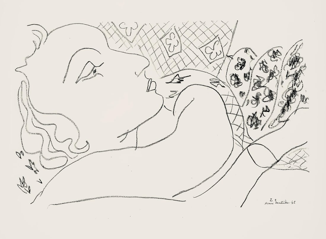 Henri Matisse, Serie Z, var. 2 (Duthuit 9), Henri Matisse, Dessins, Themes et variations, Limited: Lithograph on velin pur fil paper. Paper Size: 9.625 x 12.875 inches. Excellent condition. Inscription: Signed in the plate and unnumbered, as issued. Notes: From the folio, Henri Matisse, Dessins, Th
