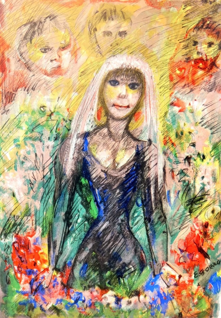 Edouard Goerg, La mariee, Vingt fables de La fontaine, Limited Edition Woodcut: Woodcut on velin d'Arches paper. Paper size: 15 x 10.75 inches. Excellent condition. Inscription: signed in the plate and unnumbered, as issued. Notes: from the folio, Vingt fables de La fontaine,