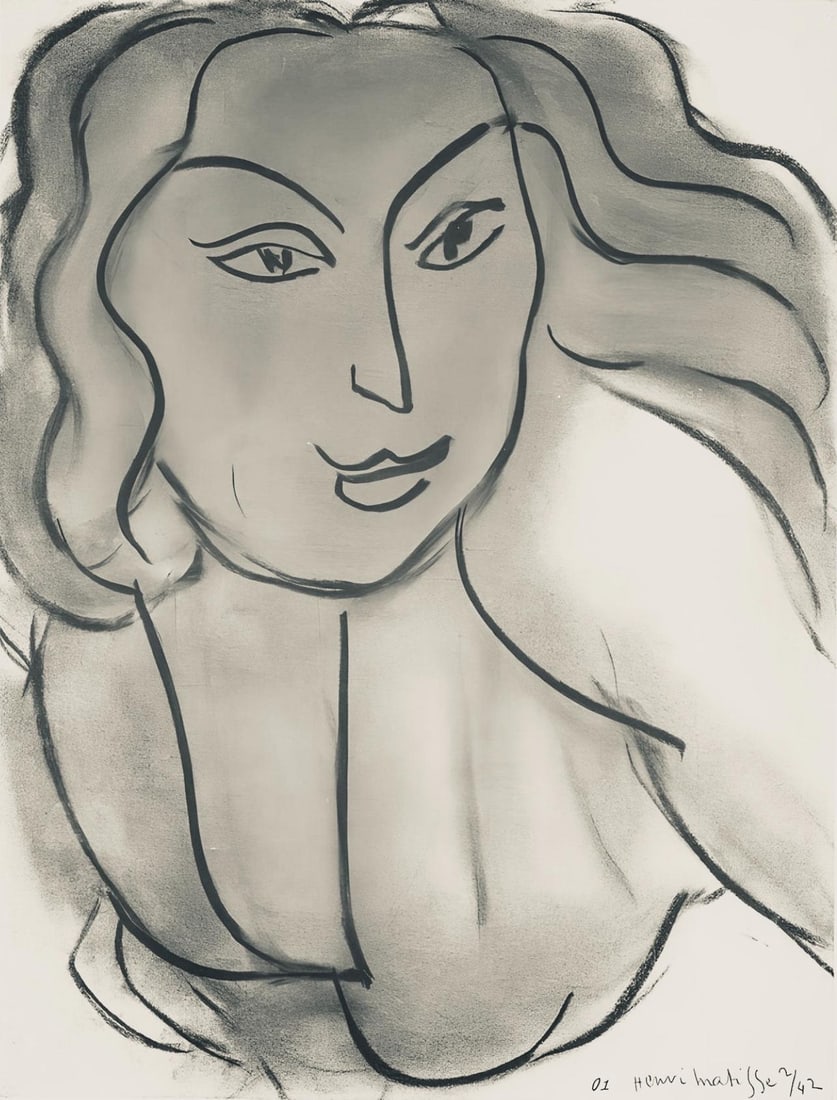 Henri Matisse, Serie O, var. 1 (Duthuit 9), Henri Matisse, Dessins, Themes et variations, Limited: Lithograph on velin pur fil paper. Paper Size: 12.875 x 9.625 inches. Excellent condition. Inscription: Signed in the plate and unnumbered, as issued. Notes: From the folio, Henri Matisse, Dessins, Th