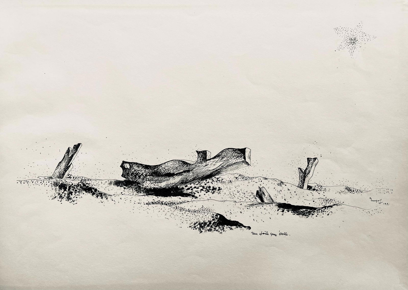 Jean Lurcat, une etoile sans etable, huit dessins a la plume, Limited Edition Lithograph (1 of 4)