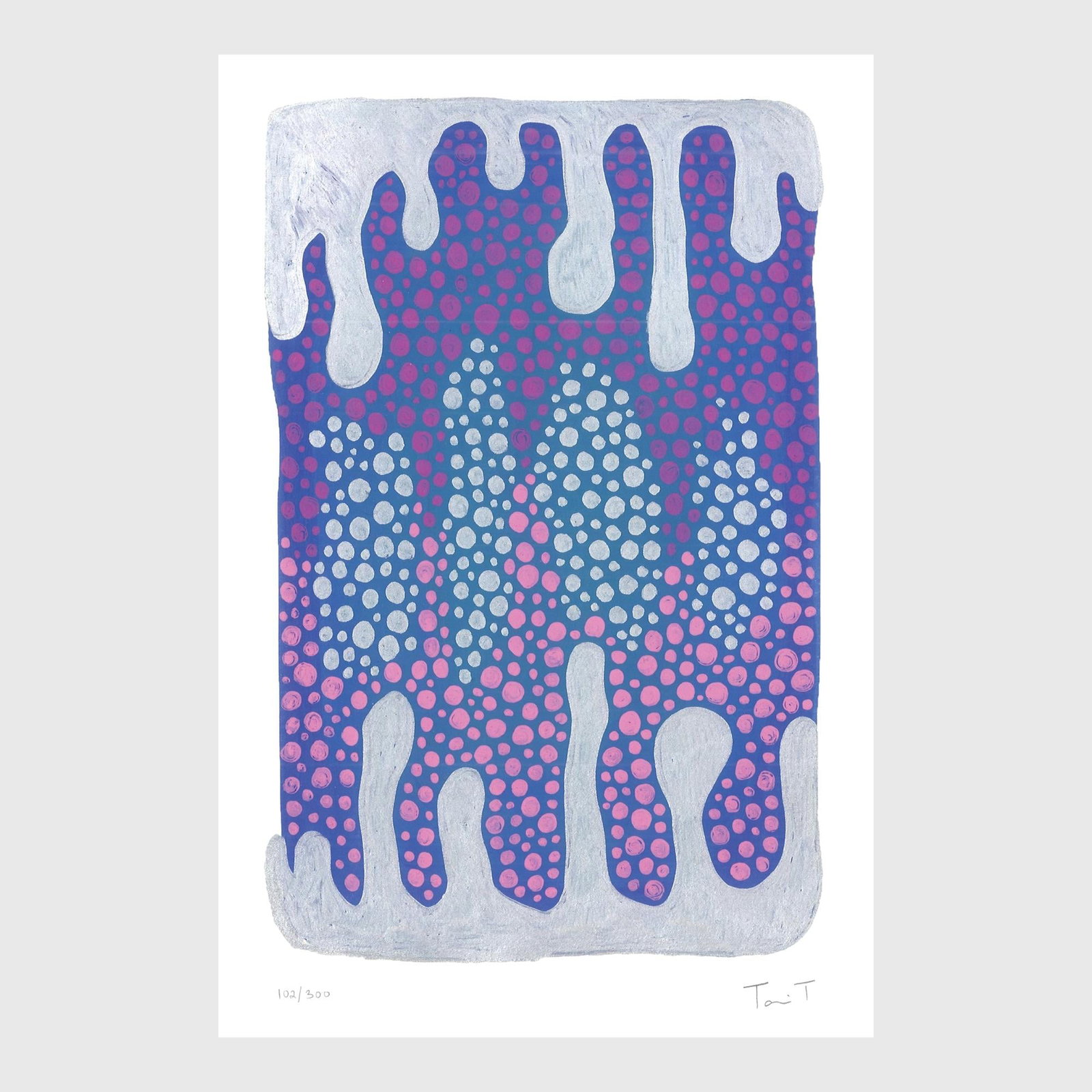 Dripping Drops with Dots: Artist: Tanvi Thakur (1996) Title: Dripping Drops with Dots, Drops With Dots Series Year: 2025 Medium: Archival Pigment Print on Paper Edition: 300 Size: 8 x 12 inches Inscription: Signed and numbered