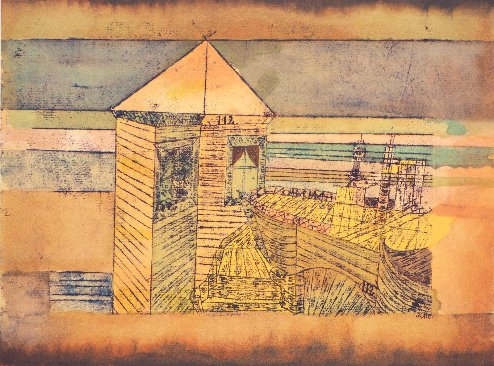 Paul Klee, Wunderbare Landung oder "112!", 12 aquarelles, Limited Edition Lithograph and Pochoir, (1 of 4)