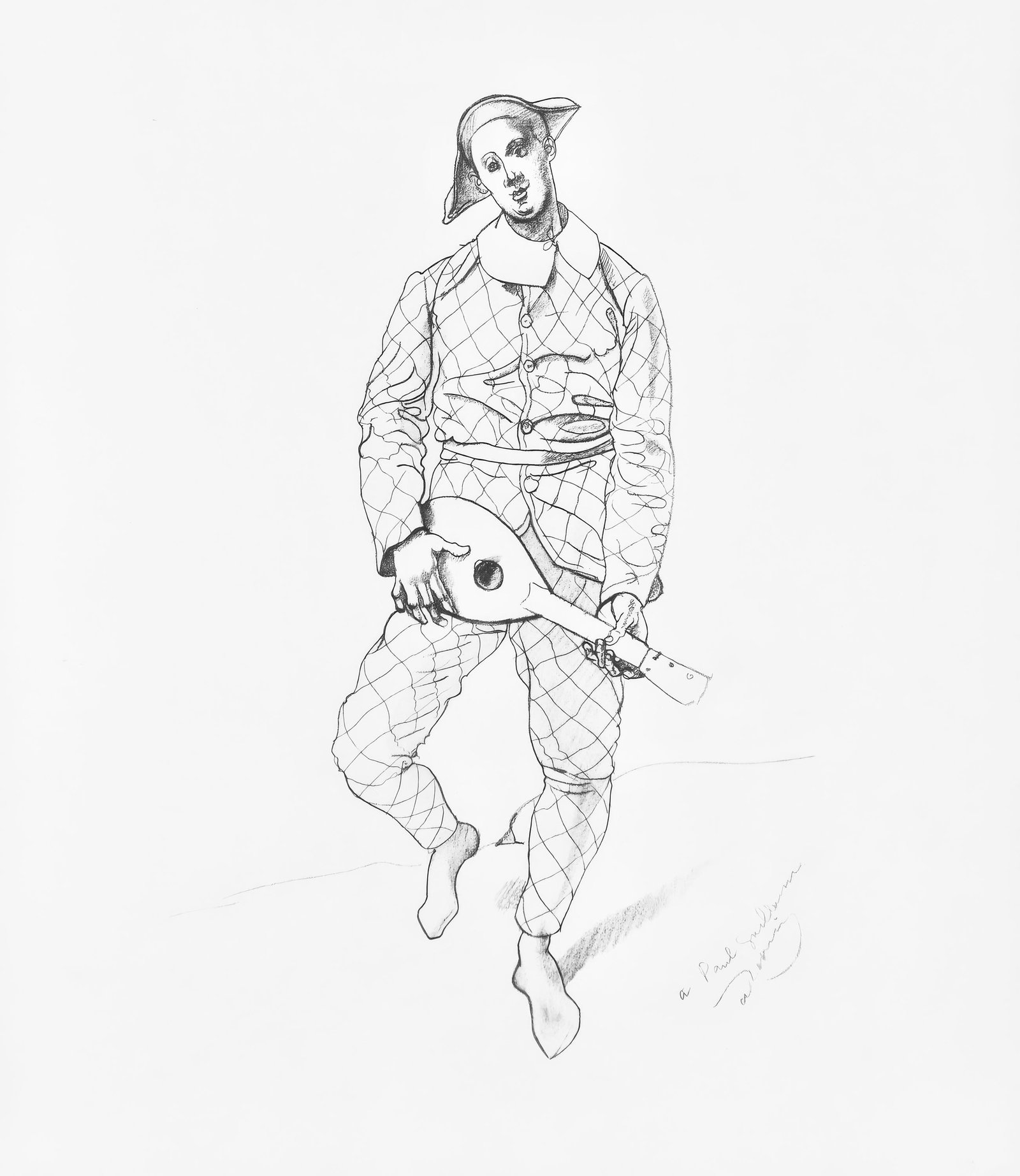 Andre Derain, Arlequin, Andre Derain, 1880-1954, Limited Edition Lithograph and Pochoir, 1961: Lithograph and pochoir on velin d'Arches paper. Paper Size: 23.75 x 20 inches. Inscription: Signed in the plate and unnumbered, as issued. Condition: Very good/excellent, consistent with age. Notes: F