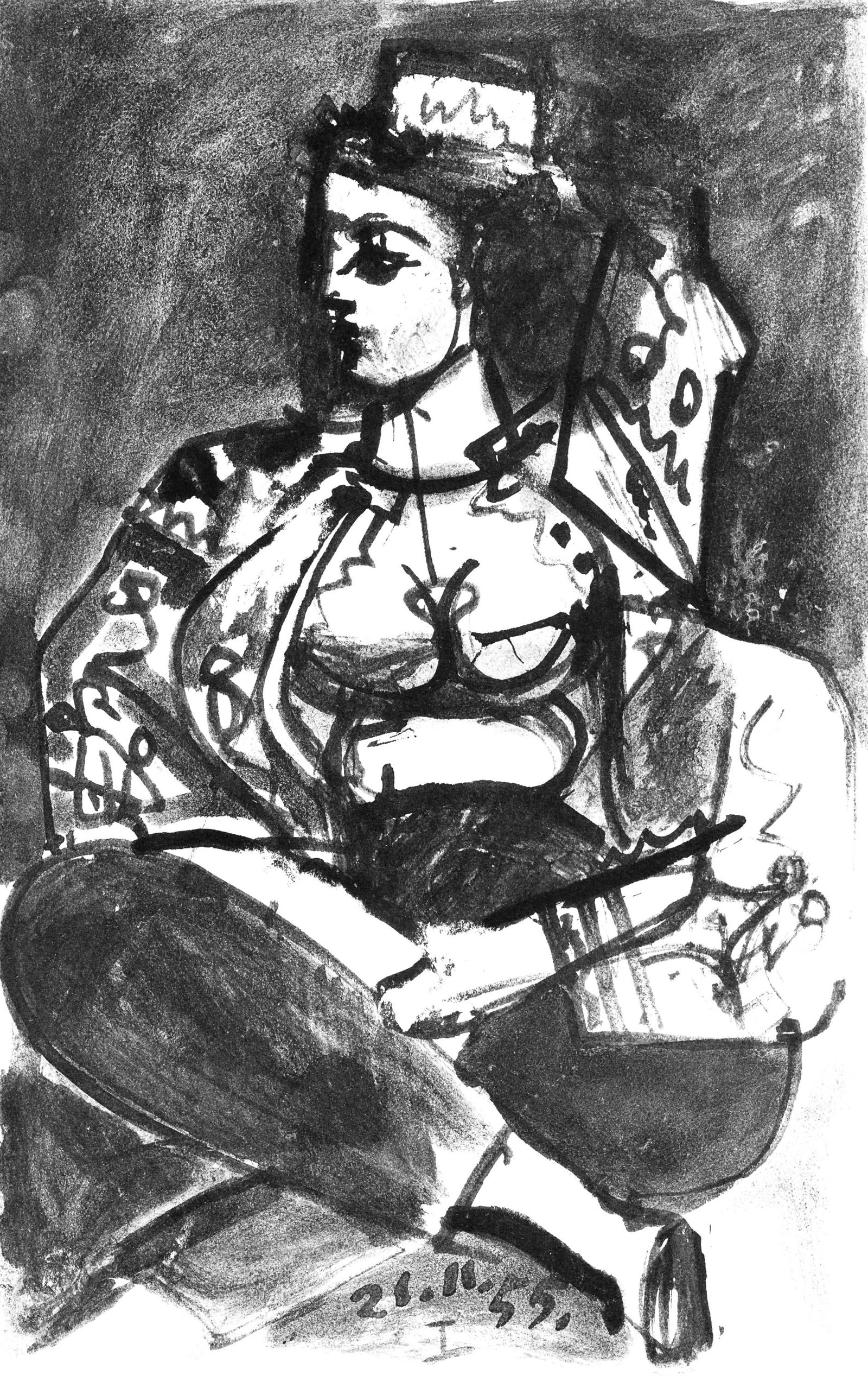 Pablo Picasso, Composition (Cramer 101), Carnet de la Californie, Limited Edition Collotype: Collotype on velin d'Arches paper. Paper size: 16.5 x 10.375 inches. Inscription: Unsigned and unnumbered, as issued. Catalogue raisonne reference: Goeppert, Sebastian, et al. Pablo Picasso, the Illus