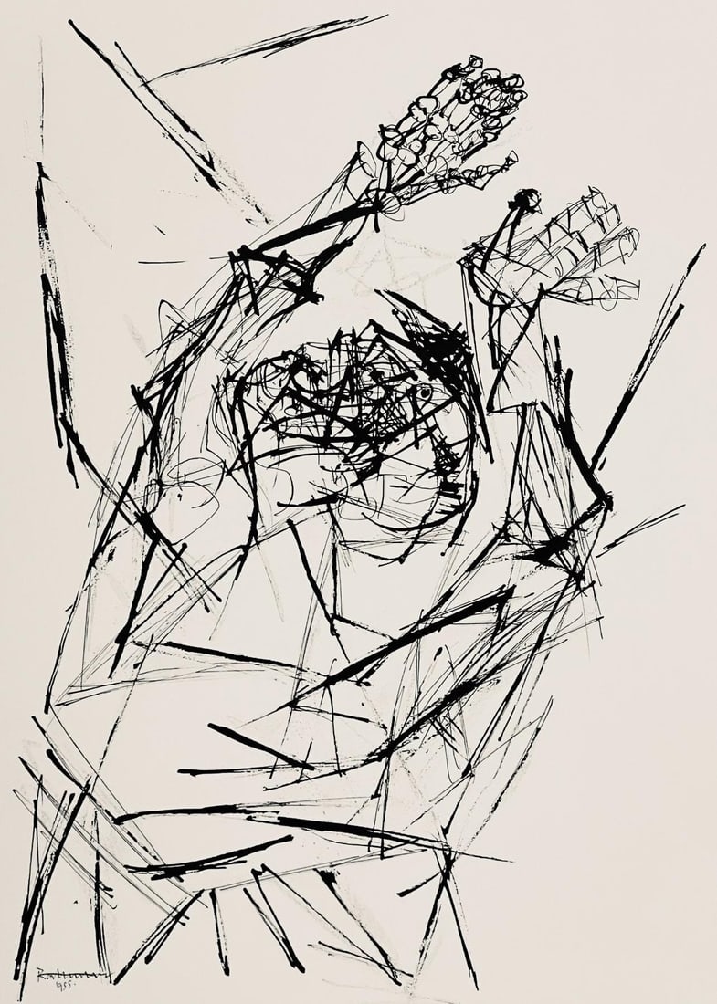 Abraham Rattner, The valley of dry bones, Limited Edition Lithograph: Lithograph on velin paper. Paper Size: 17.5 x 13.5 inches. Excellent condition. Inscription: Unsigned and unnumbered, as issued. Notes: From the folio, Abraham Rattner: Twenty-four plates 1956. Publis