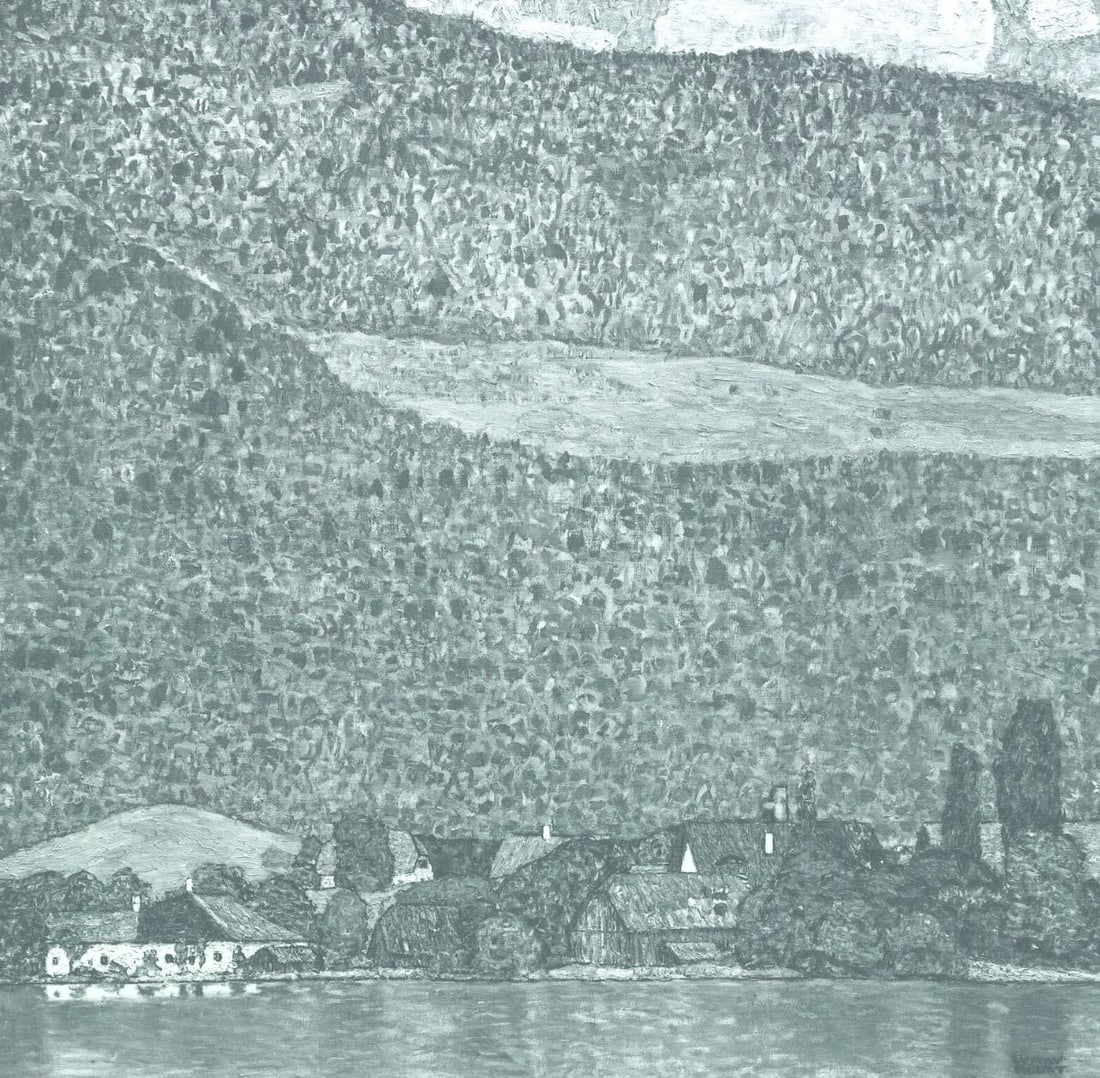 Gustav Klimt, Unterach am Attersee, from Eine Nachlese, Limited Edition Heliogravure and Collotype,: Heliogravure and collotype on velin paper. Paper size: 18.86 x 17.91 inches, overall; 11.89 x 12.01 inches, image size. Inscription: Signed in the plate, and unnumbered, as issued. Condition: Very goo