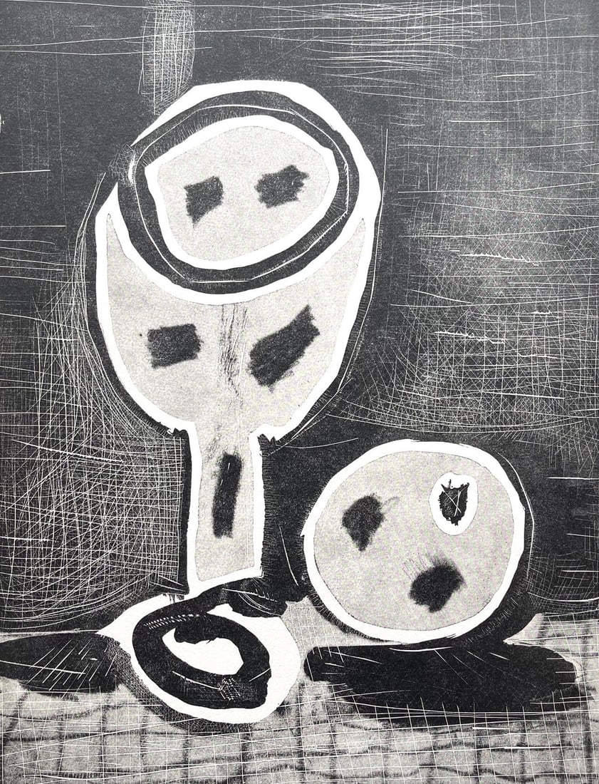 Pablo Picasso, Composition (Cramer 88), Dans l'Atelier de Picasso, Limited Edition Lithograph: Lithograph on velin d'Arches a la forme savoir paper. Paper size: 14 x 9.25 inches. Excellent condition. Unsigned and unnumbered, as issued. Notes: From the volume, Dans l'Atelier de Picasso, 1957. Pu