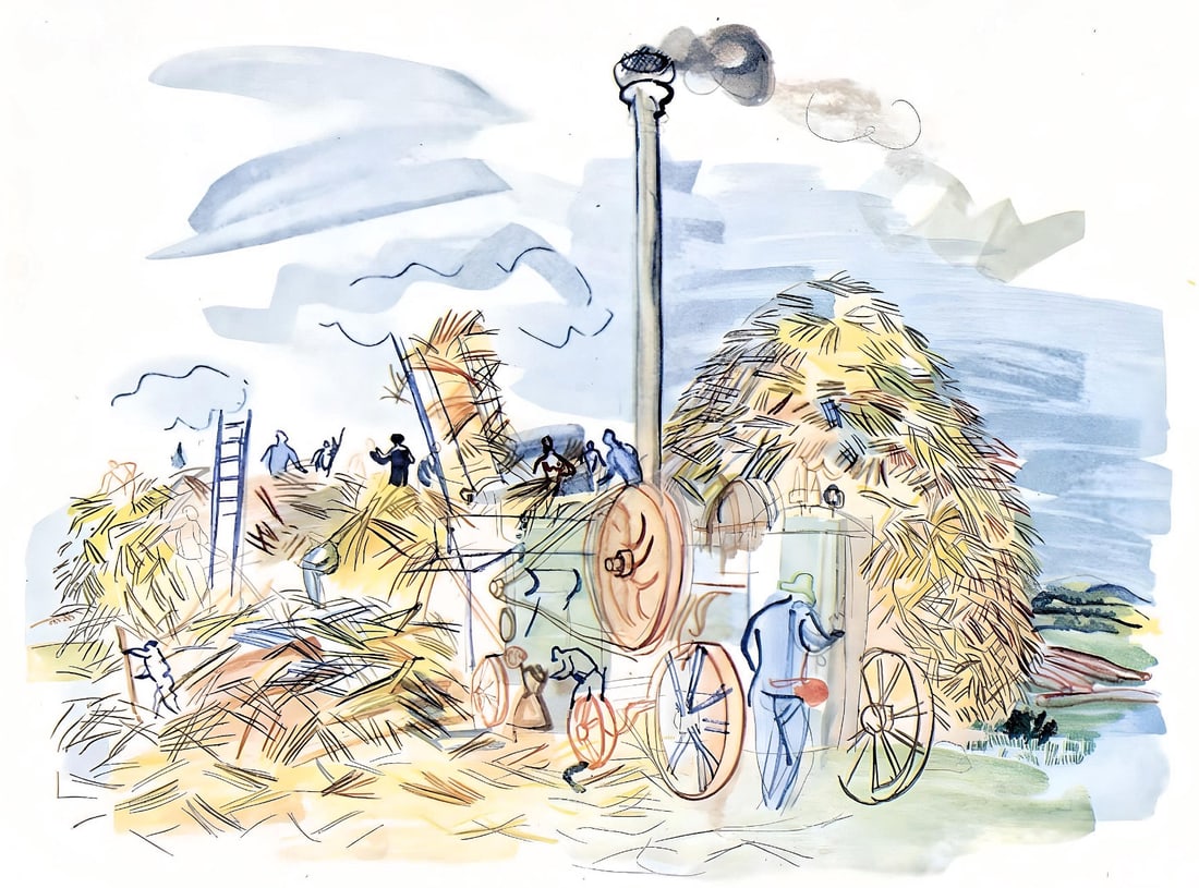 Raoul Dufy, Le depiquage a Montsaunes, Vacances forcees: Lithograph on papier bouffant des Papeteries de Casteljoux paper. Paper Size: 12 x 9.25 inches. Excellent condition. Unsigned and unnumbered, as issued. Notes: From the folio, Vacances forcees 1970. P