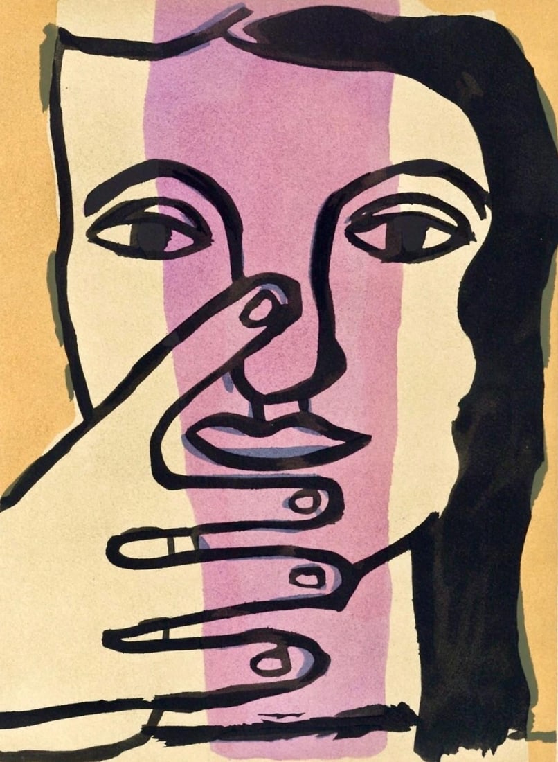 Fernand Leger, Composition, Cahiers d'Art, Limited Edition Lithograph: Lithograph and stencil on velin paper. Paper size: 11.024 x 8.94 inches. Excellent condition. Unsigned and unnumbered, as issued. Notes: From the album, Cahiers d'Art N deg24, 1949. Published and prin