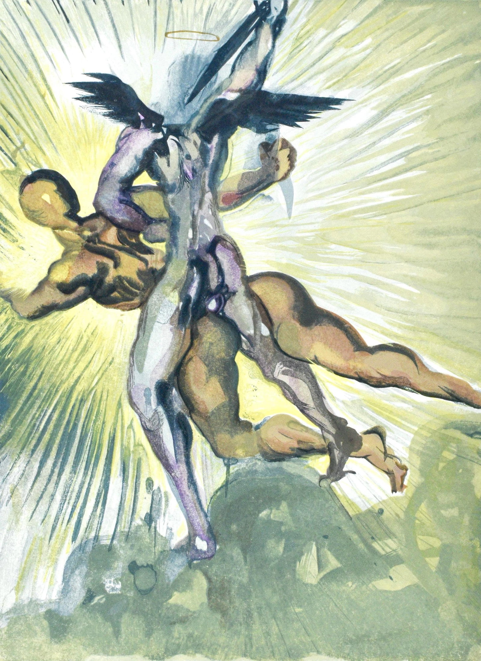 Salvador Dali, Purgatorio VIII (Michler/Lopsinger 1039-1138; Field 189-200), La Divina Commedia,: Woodcut in colors on velin pur chiffon de Rives paper. Paper size: 13 x 10.375 inches. Inscription: Unsigned and unnumbered, as issued. Catalogue raisonne references: Dali, Salvador, et al. Salvador D