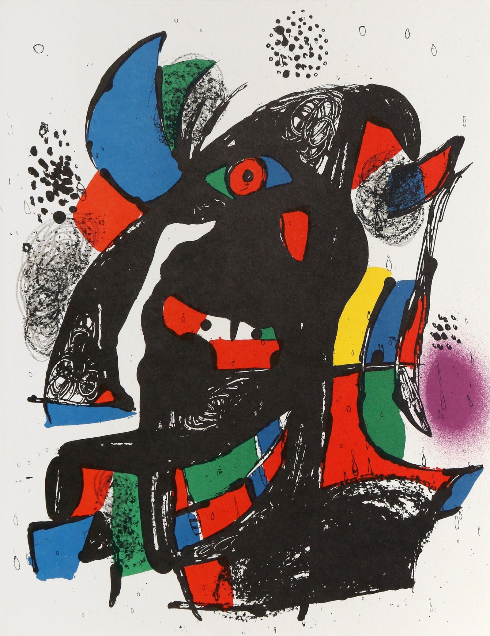 Joan Miro, Composition, (Cramer 249; Mourlot 1257), Joan Miro Lithographs, Limited Edition: Lithograph on velin paper. Inscription: Unsigned and unnumbered. Paper Size: 12.5 x 9.25 inches. Excellent condition. Notes: From the volume, Joan Miro Lithographs, Volume IV, 1981. Published by Maegh