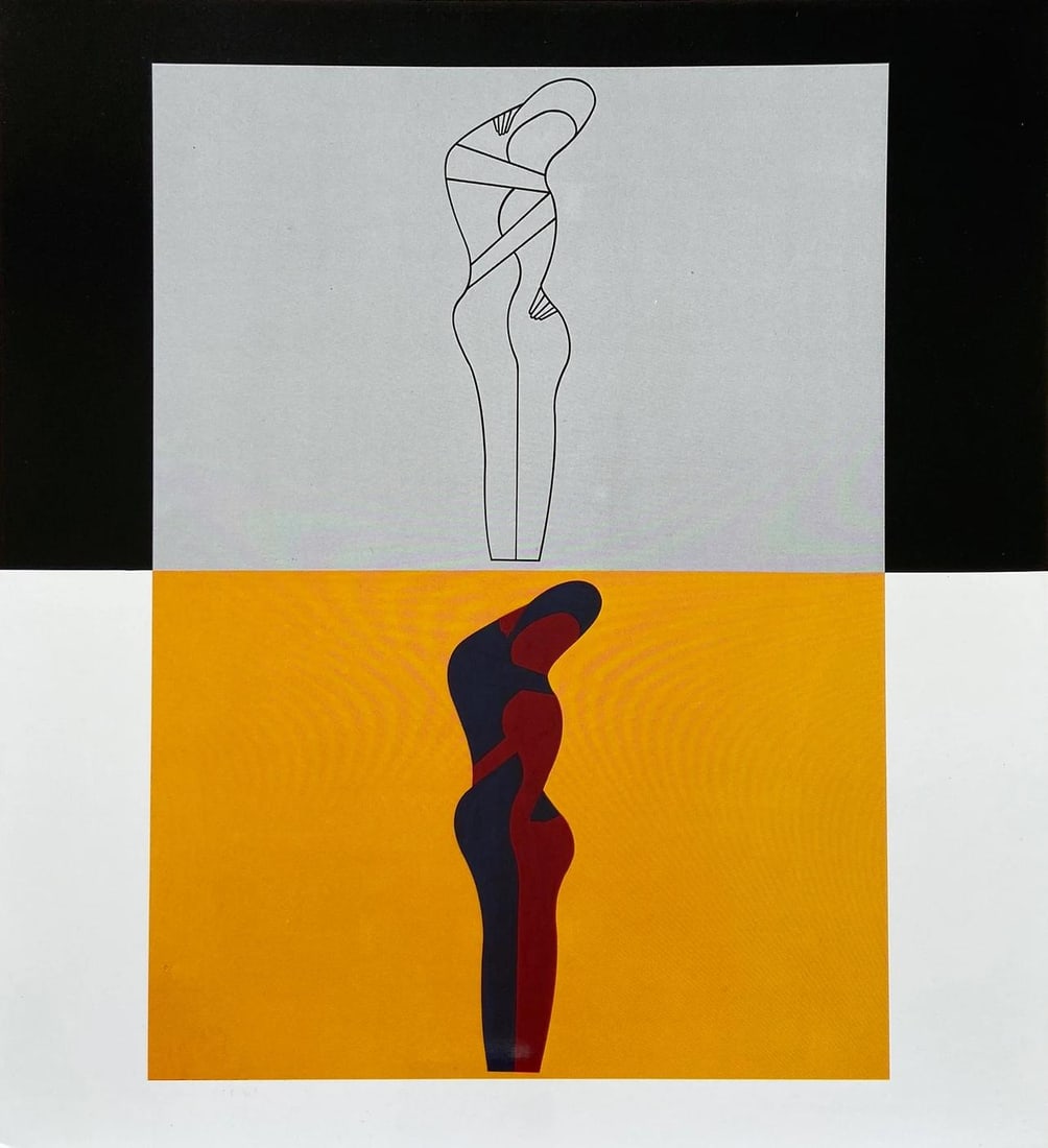 Victor Vasarely, Composition, Graphismes III, Limited Edition Heliogravure: Heliogravure on 280 gm M2 gloss paper. Paper Size: 10.63 x 10.63 inches. Excellent condition. Notes: From the folio, Graphismes III, 1977. Published and printed by Editions du Griffon, Neuchatel, Swit