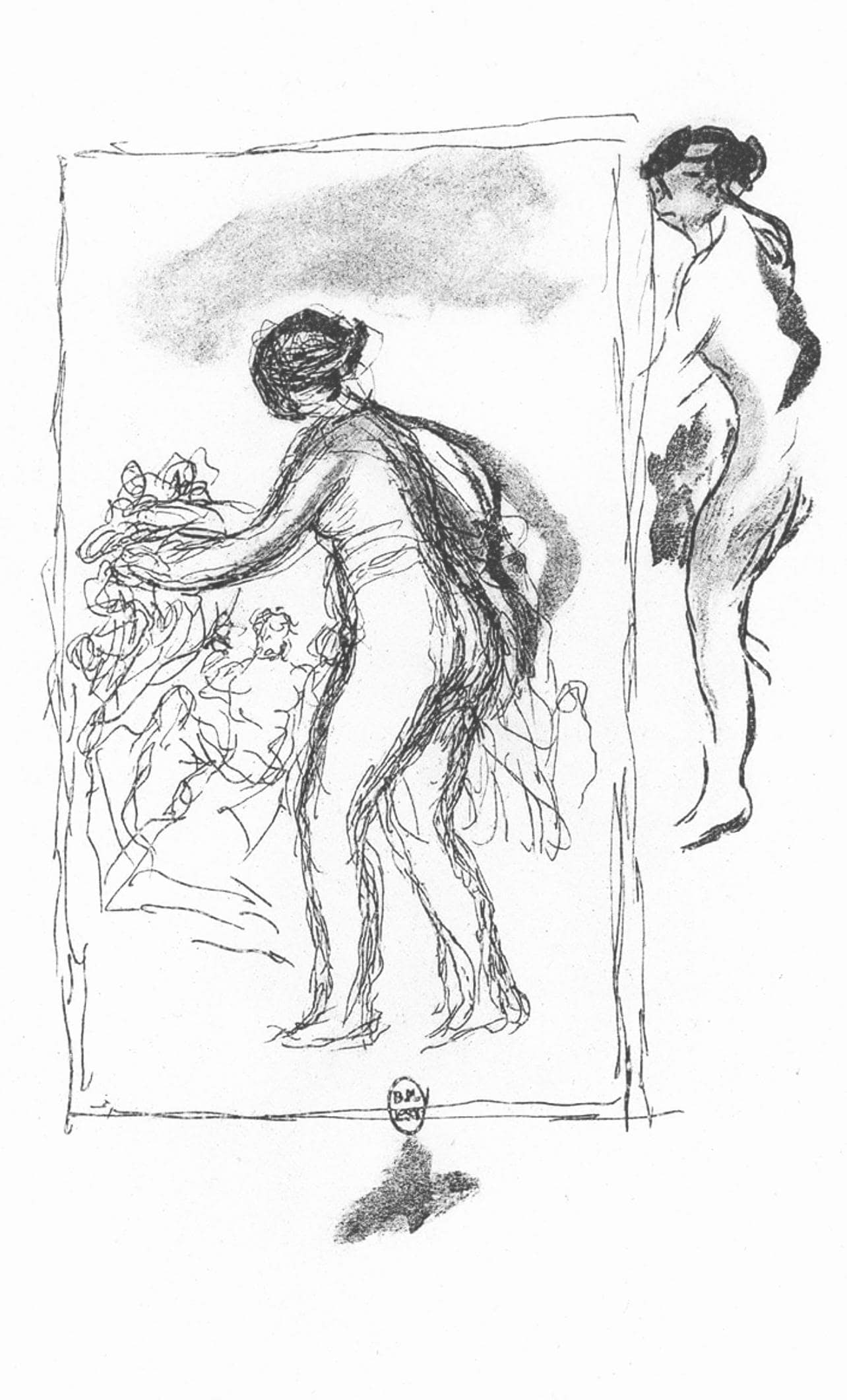 Pierre-Auguste Renoir, Femme au cep de vigne, Les Lithographies de Renoir, Limited Edition: Lithograph on grand velin Renage filigrane a la marque de l'editeur paper. Inscription: Signed in the plate and unnumbered, as issued. Paper Size: 12.5 x 9.5 inches; image size: 9.84 x 7.48 inches. Co