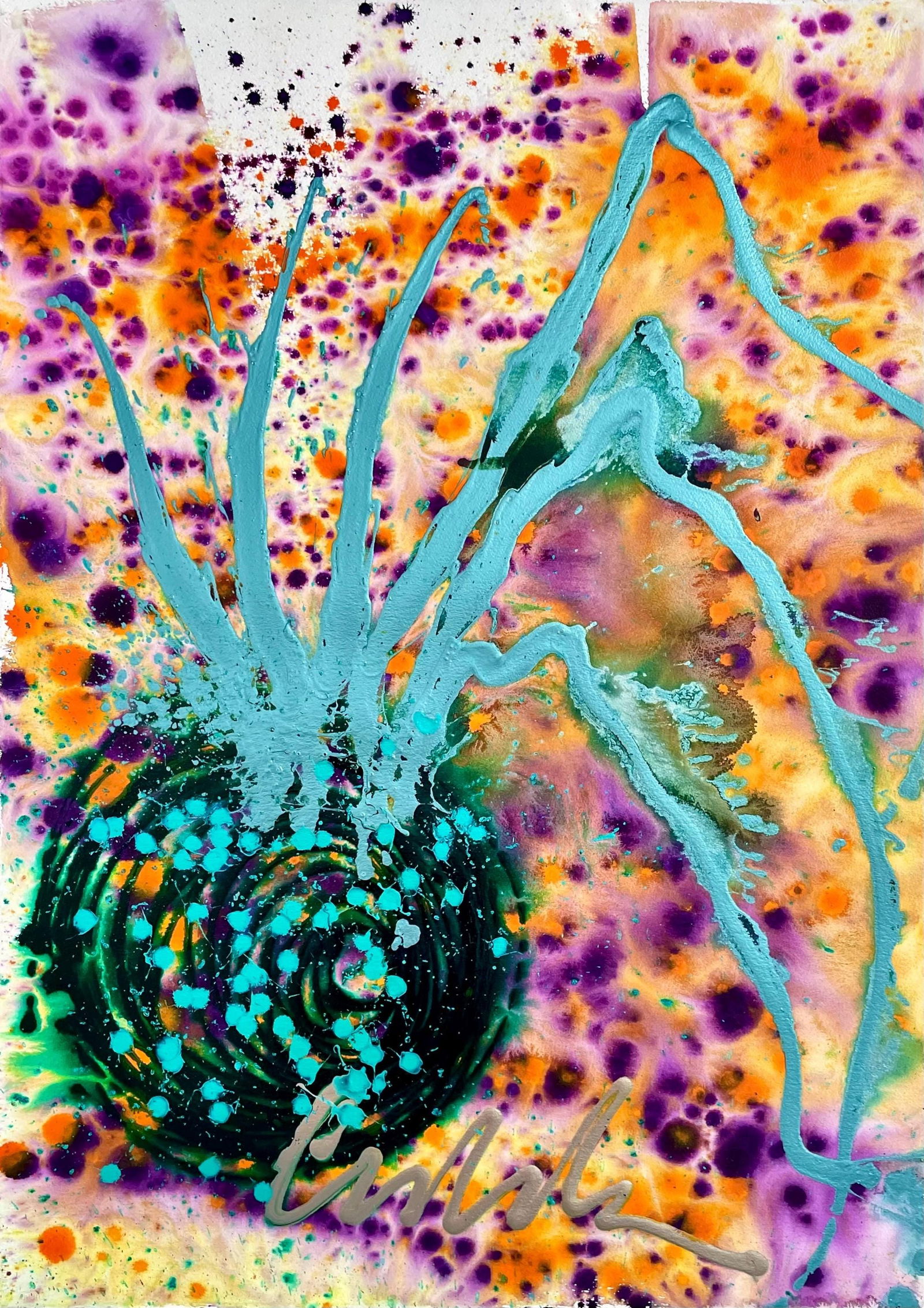 Dale Chihuly, Composition, Ikebana Series, Original Painting: Acrylic on Arches Aquarelle paper, 2001. Paper Size: 42 x 30 inches. Excellent condition. Inscription: Signed by the artist, as issued. Notes: An evolution of the Venetian series, Ikebana pieces are i