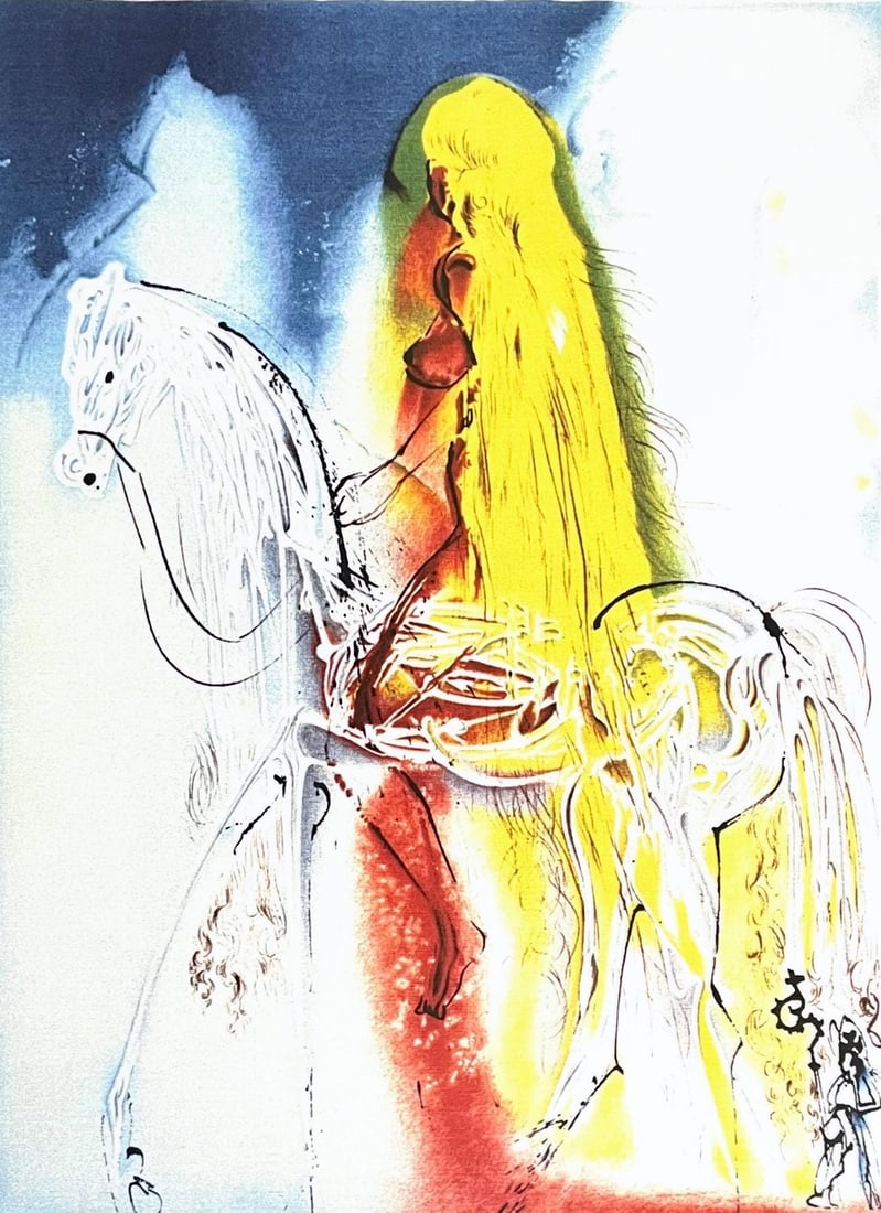 Salvador Dali, Dame Godiva, Signed, Limited Edition Offset Lithograph: Offset lithograph on velin paper. Paper Size: 22 x 14.5 inches. Inscription: Fac-simile signed and numbered, as issued. Condition: Excellent. Notes: Published and printed by Alternative Graphics, Buff