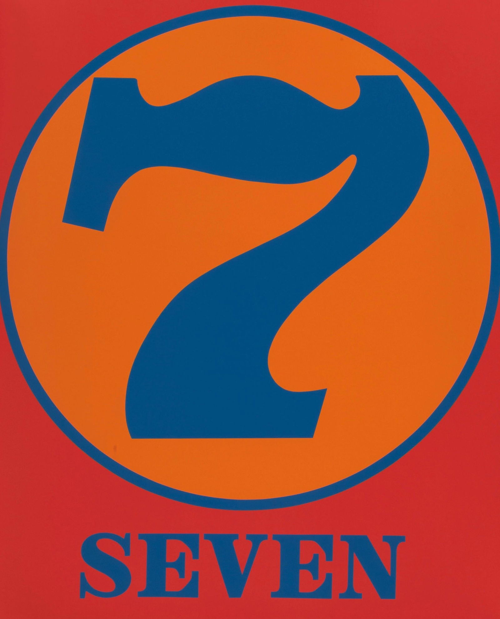 Robert Indiana, Seven (Sheehan 46-55), Numbers, Limited Edition Silkscreen: Silkscreen on velin paper. Paper size: 10 x 8.25 inches. Excellent condition. Inscription: unsigned and unnumbered, as issued. Notes: From the album, Numbers, 1968. Published by the Edition Domberger,