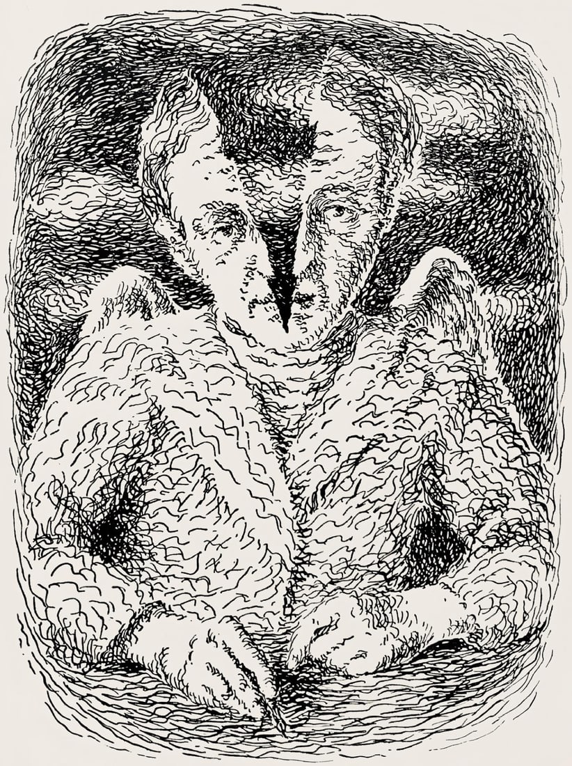 Rene Magritte, Composition, Les chants de Maldoror, Limited Edition Lithograph: Lithograph on velin papier pur chiffon paper. Paper Size: 10 x 7.375 inches. Excellent condition. Inscription: Unsigned and unnumbered, as issued. Notes: From the album, Les chants de Maldoror, illust