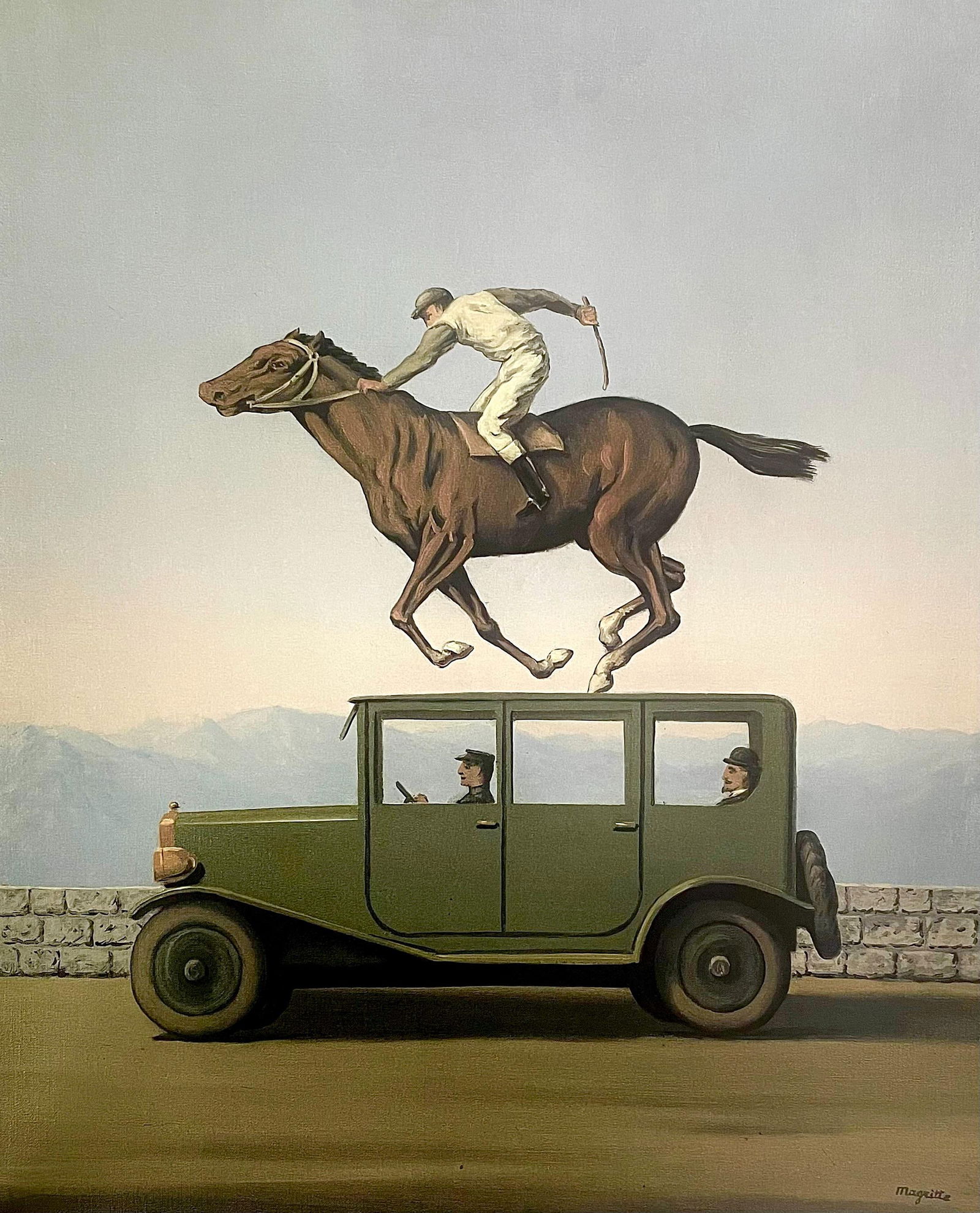 Rene Magritte, La colere des dieux, Official Edition Offset Lithograph: Offset lithograph on archival paper. Paper Size: 27.5 x 19.75 inches. Inscription: Signed in the plate and unnumbered, as issued. Condition: Excellent. Notes: Licensed by C.H./ADAGP, Paris; published