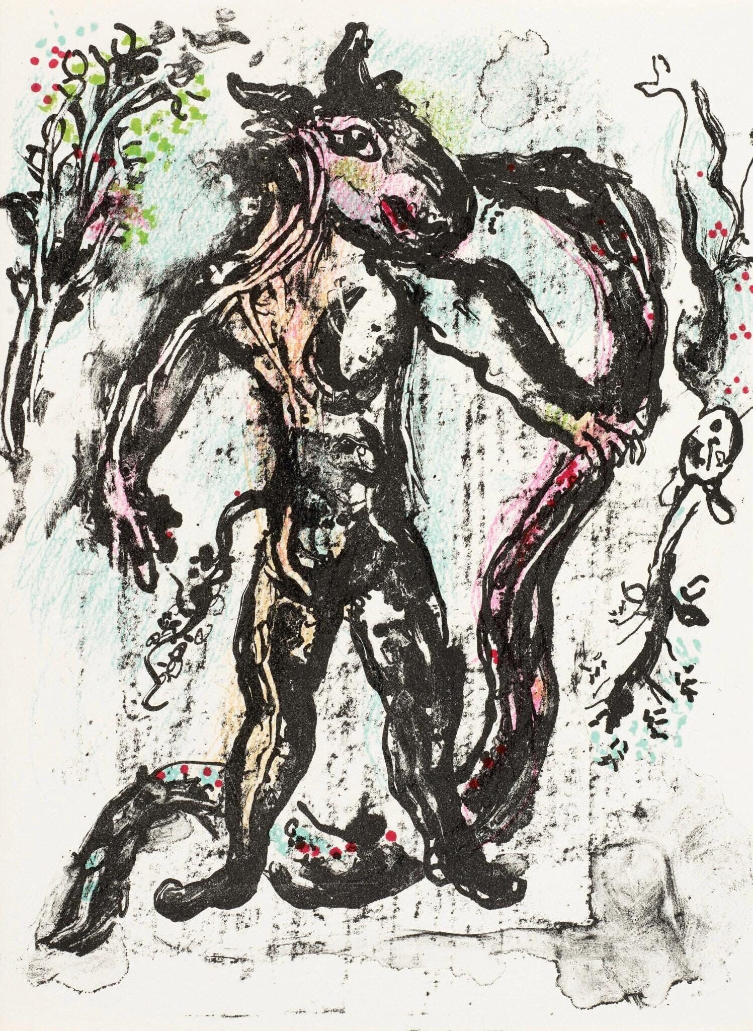 Marc Chagall, Composition (Mourlot 668-677), La Feerie et Le Royaume, Limited Edition Lithograph: Lithograph on velin d'Arches paper. Paper size: 11.75 x 8.75 inches. Excellent condition. Unsigned and unnumbered, as issued. Notes: From the folio, La Feerie et Le Royaume, Lithographies Originales