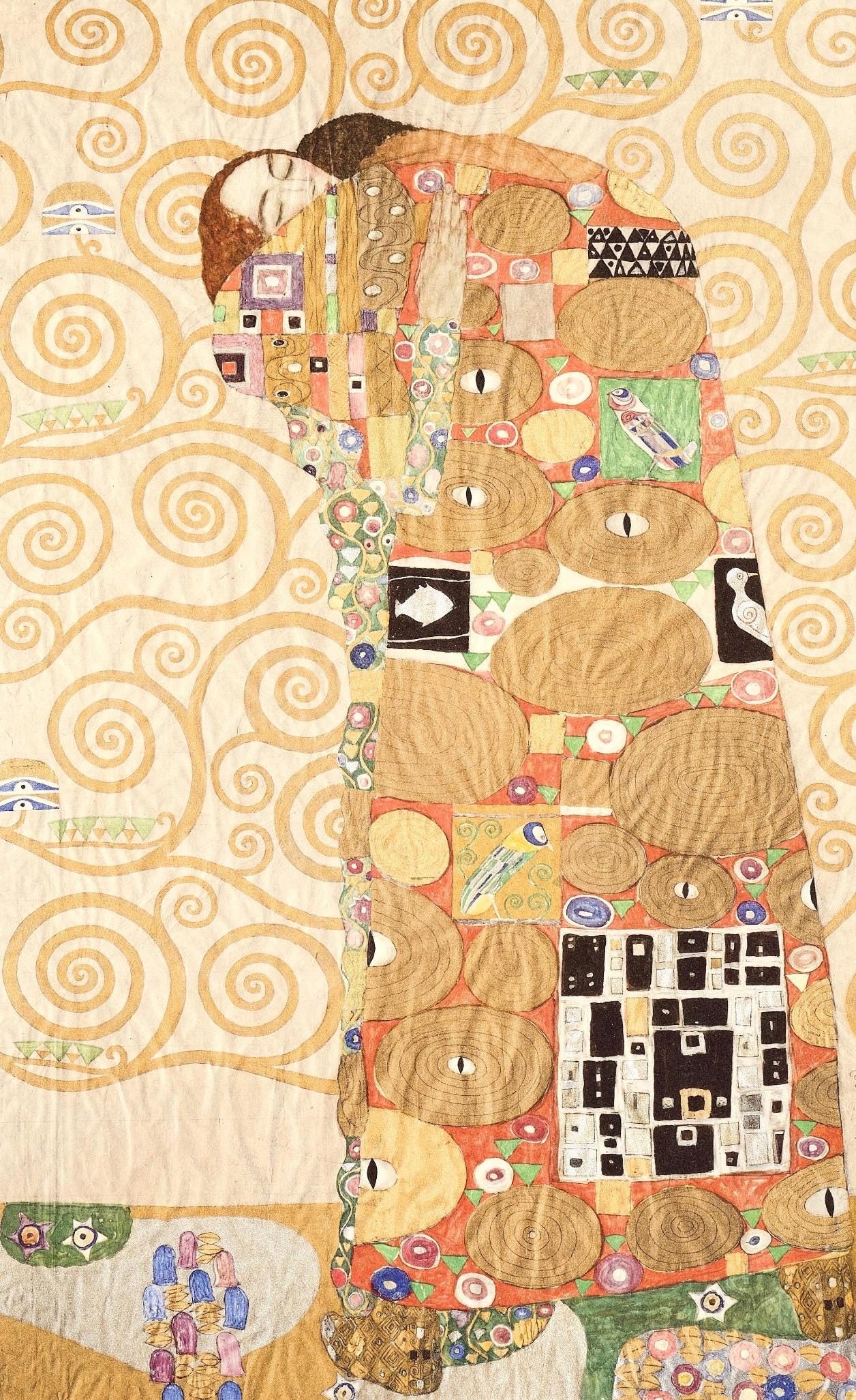 Gustav Klimt, Die Umarmung, from Eine Nachlese, Limited Edition Heliogravure and Collotype with: Heliogravure and collotype with metallic inks on velin paper. Paper size: 18.86 x 17.91 inches, overall; 12.24 x 7.6 inches, image size. Inscription: Signed in the plate, and unnumbered, as issued. Co