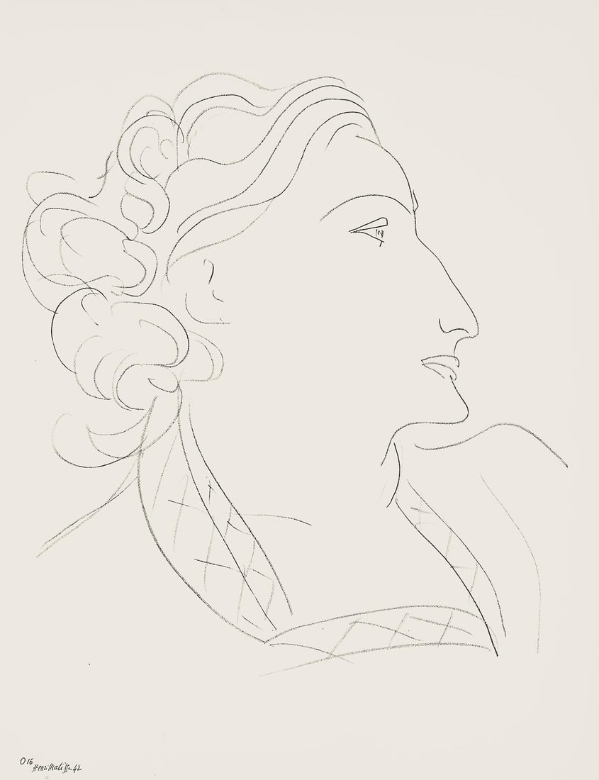 Henri Matisse, Serie O, var. 16 (Duthuit 9), Henri Matisse, Dessins, Themes et variations, Limited: Lithograph on velin pur fil paper. Paper Size: 12.875 x 9.625 inches. Excellent condition. Inscription: Signed in the plate and unnumbered, as issued. Notes: From the folio, Henri Matisse, Dessins,