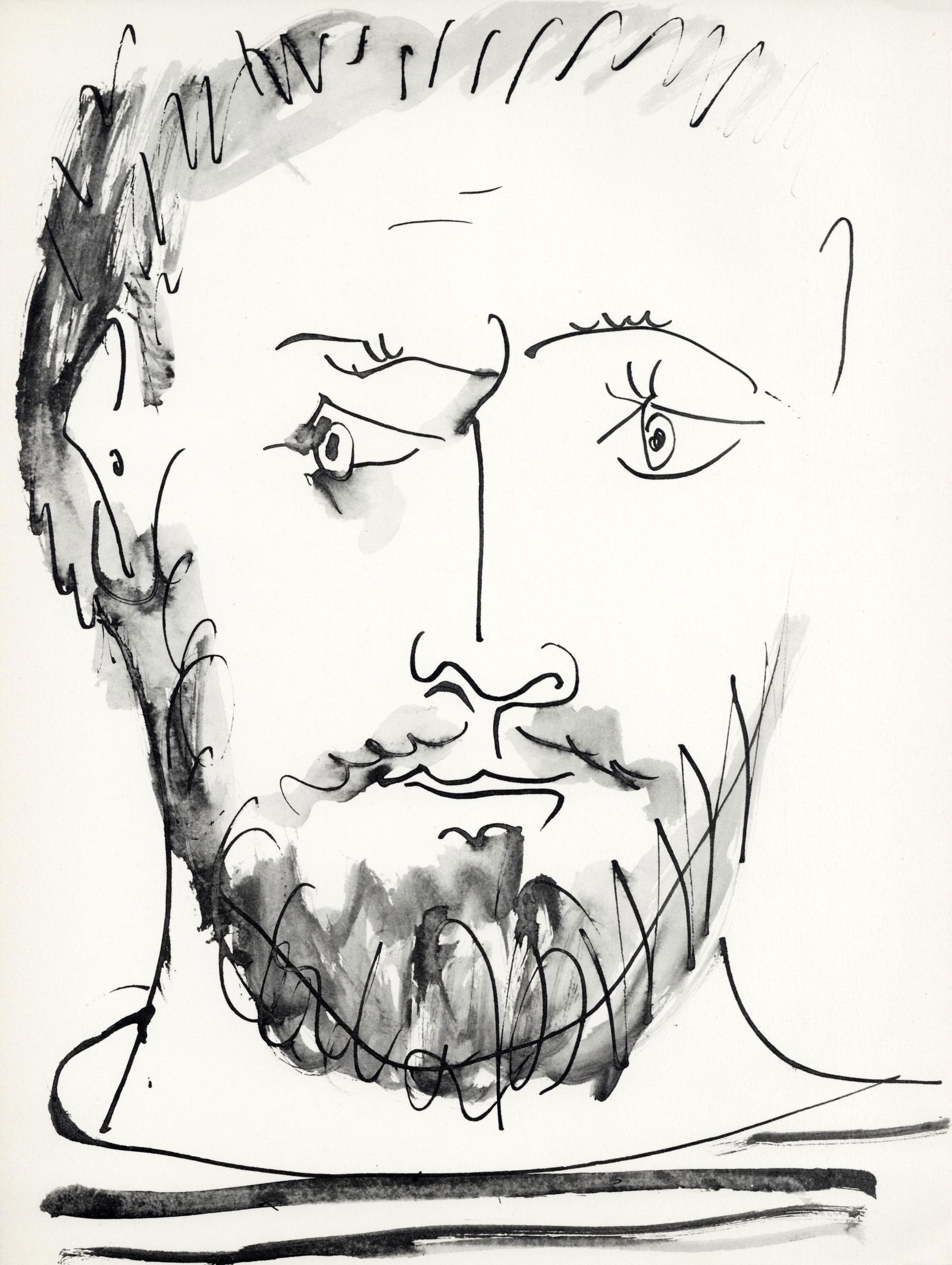 Pablo Picasso, Visage d'homme, profil droit (Cramer No. 84), 40 dessins de Picasso en marge du: Lithograph on velin du Marais paper. Paper Size: 14.5 x 11 inches. Excellent condition. Inscription: Unsigned and unnumbered, as issued. Notes: From the folio, 40 dessins de Picasso en marge du Buffon