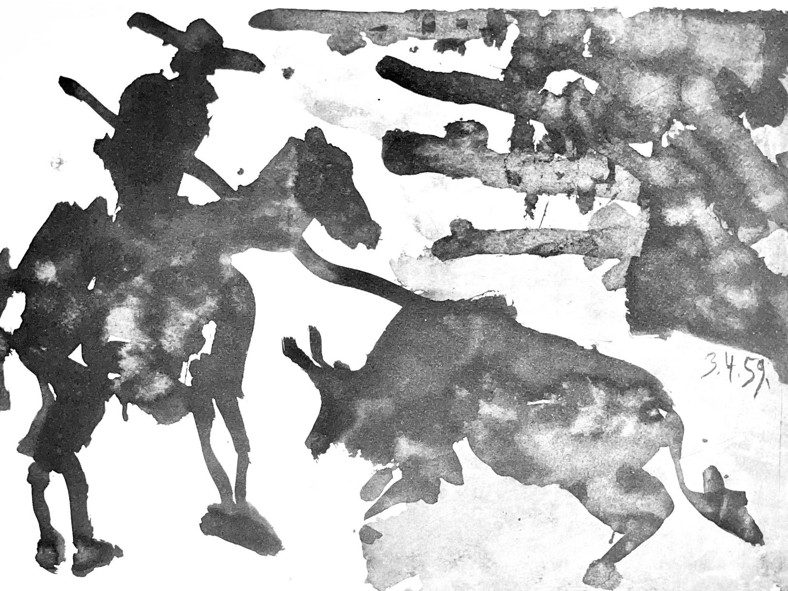 Pablo Picasso, Composition (Bloch 1276; Czwiklitzer 23), Toros y Toreros, Limited Edition Lithograph: Heliogravure on velin paper. Paper Size: 14.75 x 10.5 inches. Inscription: Unsigned and unnumbered, as issued. Notes: From the album, Pablo Picasso, Toros y toreros, 1961. Published by Les Editions Ce