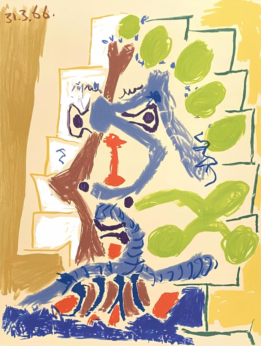 Pablo Picasso, Le Peintre, Marina Picasso Collection, Official Limited Edition Lithograph: Lithograph on velin d'Arches paper. Inscription: Facsimile signed and unnumbered, as issued. Paper Size: 29.25 x 21 inches. Excellent condition. Notes: From the Marina Picasso Collection. Published by