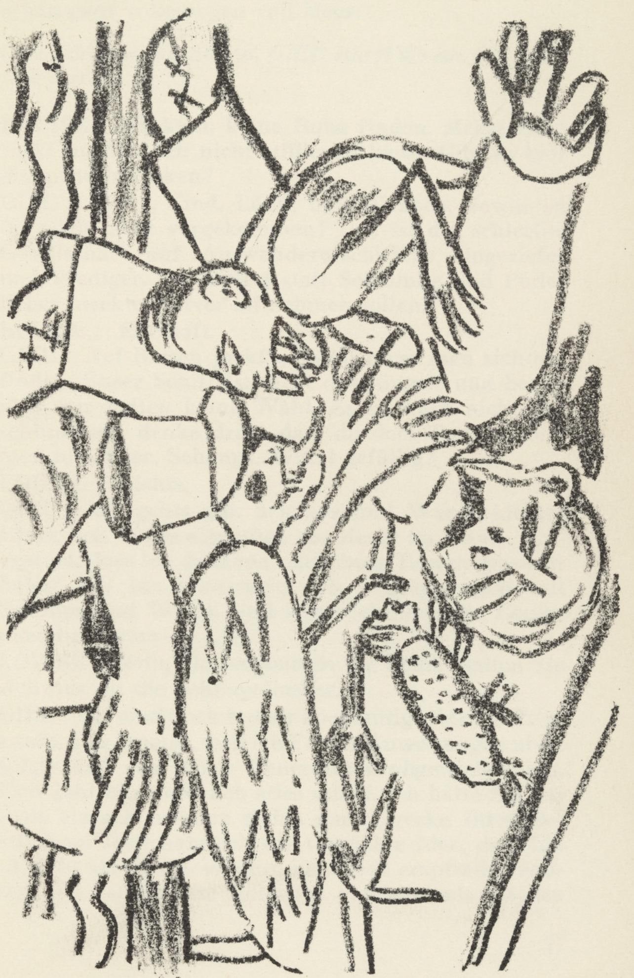 Max Beckmann, Composition (Gallwitz 286; Hofmaier 323-329; Rifkind 150 1-7), Der Mensch ist kein: Lithograph on Van Gelder Zonen Butten paper. Paper size: 8.6875 x 5.3125 inches. Excellent condition. Unsigned and unnumbered, as issued. Notes: From the album, Der Mensch ist kein Haustier, 1937.