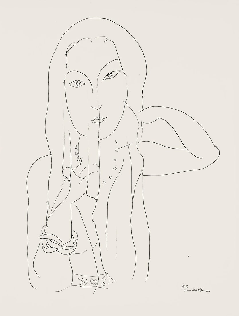 Henri Matisse, Serie N, var. 2 (Duthuit 9), Henri Matisse, Dessins, Themes et variations, Limited: Lithograph on velin pur fil paper. Paper Size: 12.875 x 9.625 inches. Excellent condition. Inscription: Signed in the plate and unnumbered, as issued. Notes: From the folio, Henri Matisse, Dessins,
