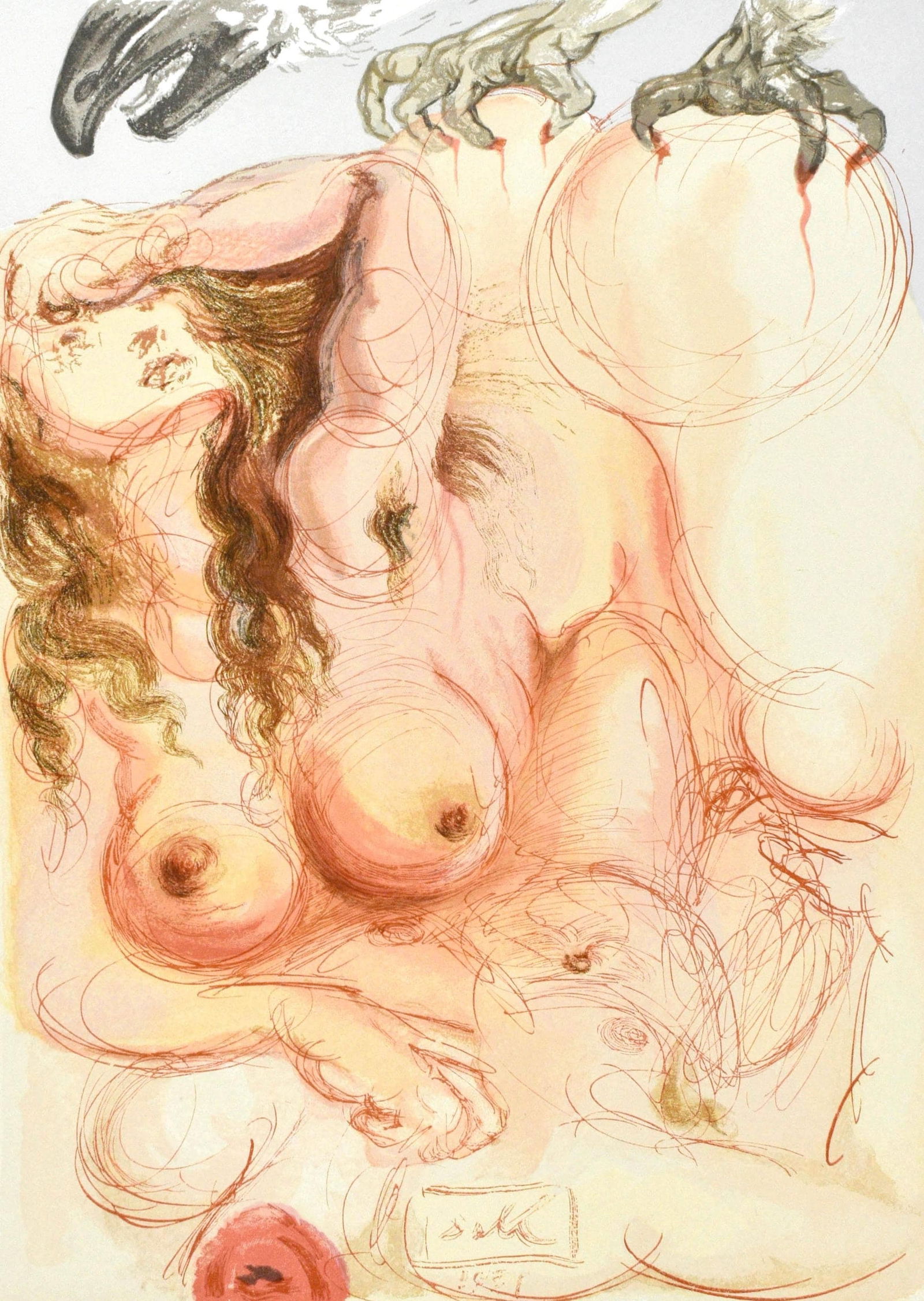 Salvador Dali, Le Purgatoire IX (Michler/Lopsinger 1039-1138; Field 189-200), La Divine Comedie,: Woodcut in colors on velin pur chiffon de Rives paper. Paper size: 13 x 10.375 inches. Inscription: Signed in the plate and unnumbered, as issued. Catalogue raisonne references: Dali, Salvador, et al.