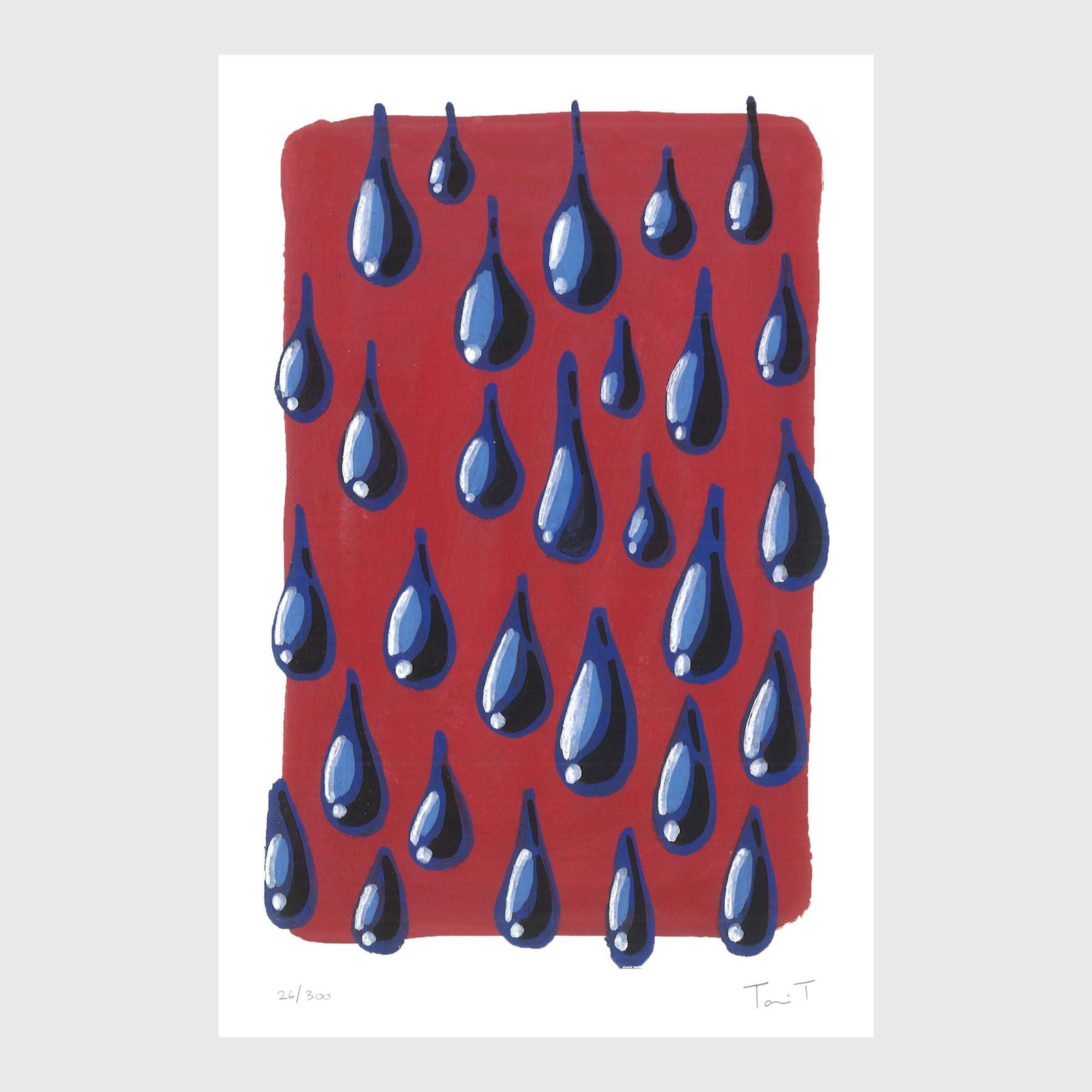 Blue Drops on Red
