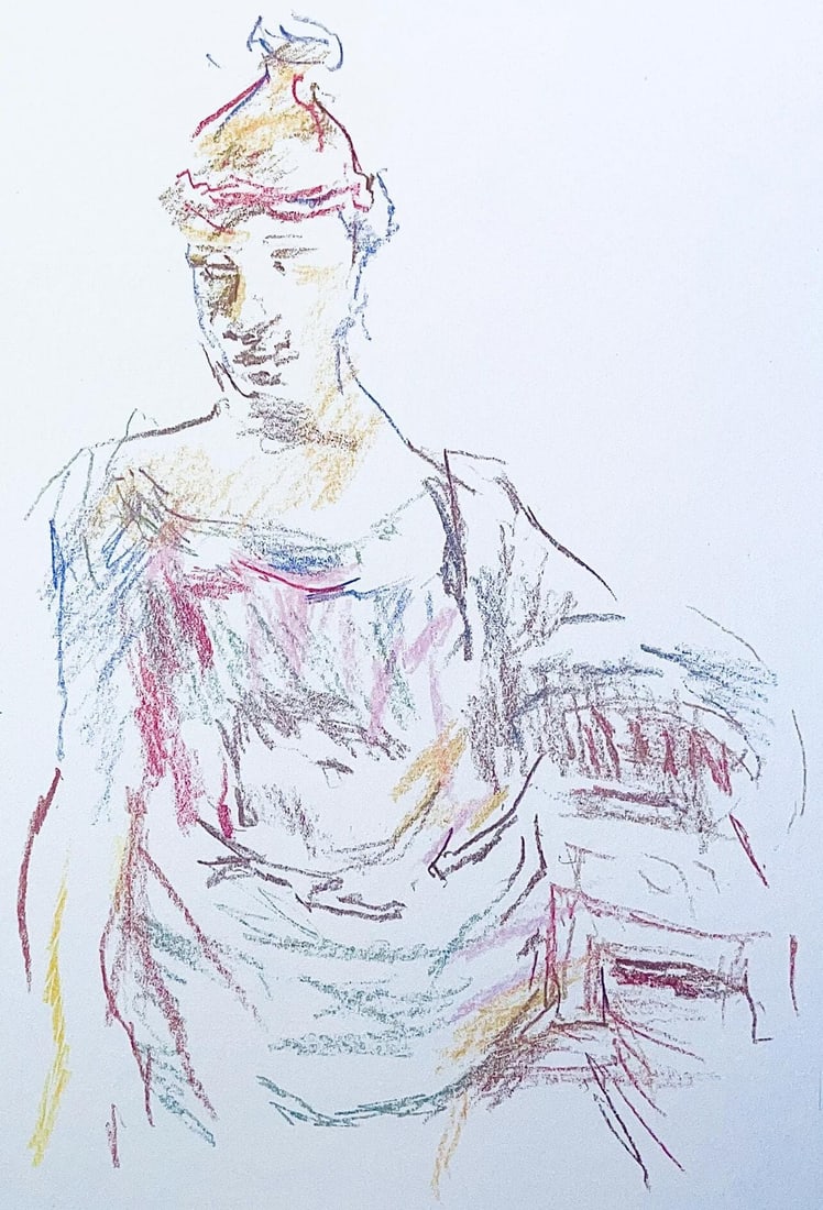 Oskar Kokoschka, Composition, Skizzenbuch der Italienischen Reise 1963, Limited Edition Lithograph: Lithograph on Butten paper. Inscription: Unsigned and unnumbered, as issued. Paper Size: 14.17 x 11.22 inches. Excellent condition. From the volume, Skizzenbuch der Italienischen Reise 1963, 2001.