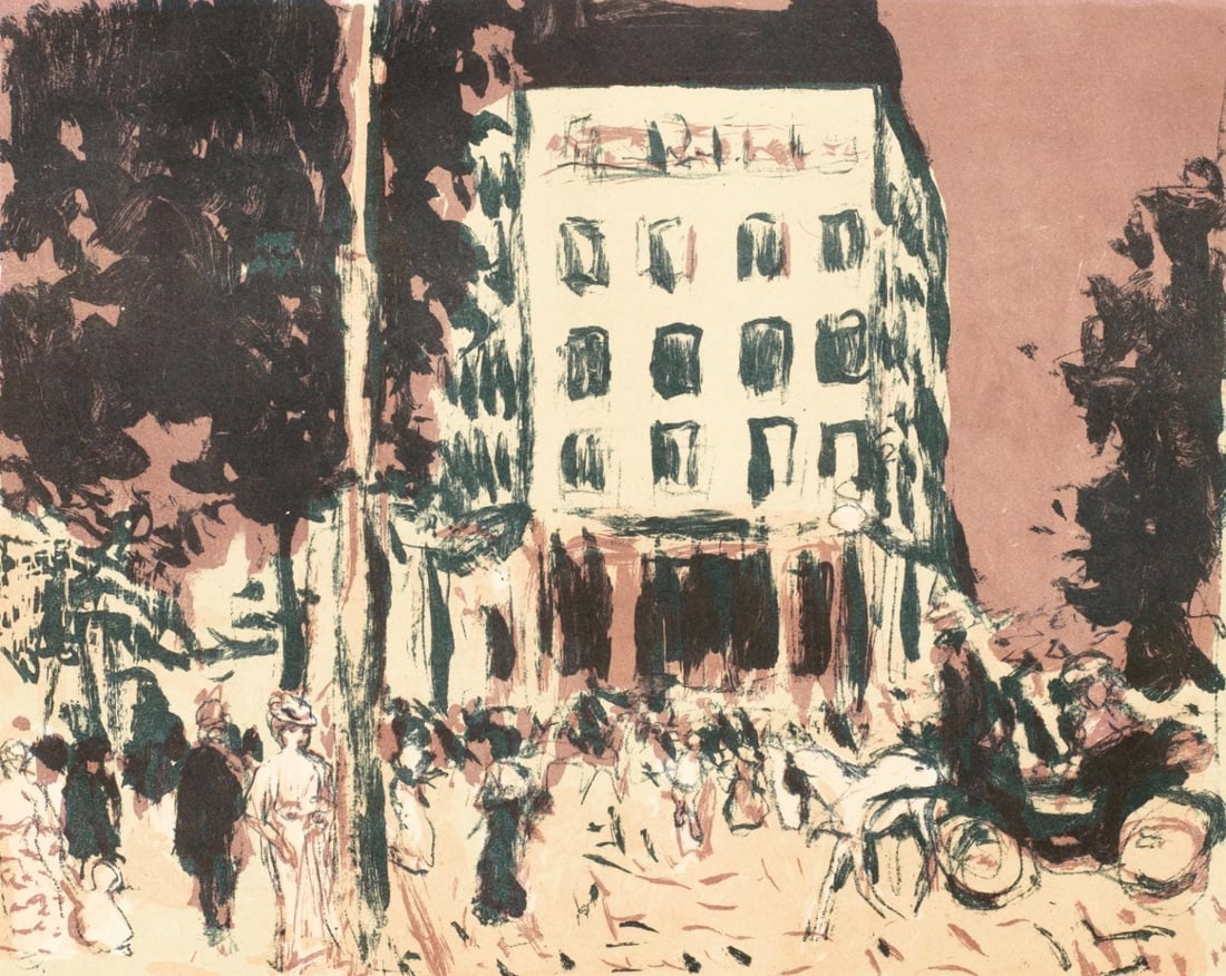 Pierre Bonnard, Les Boulevards, Bonnard Lithographe, Limited Edition Lithograph: Lithograph on grand velin Renage filigrane a la marque de l'editeur paper. Inscription: Unsigned and unnumbered, as issued. Paper Size: 9.5 x 12.5 inches; image size: 7.48 x 9.45 inches. Excellent
