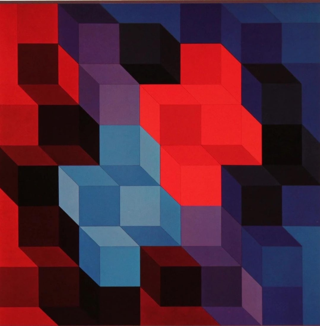 Victor Vasarely, Composition, Hommage a Hexagone, Limited Edition Heliogravure (1 of 4)
