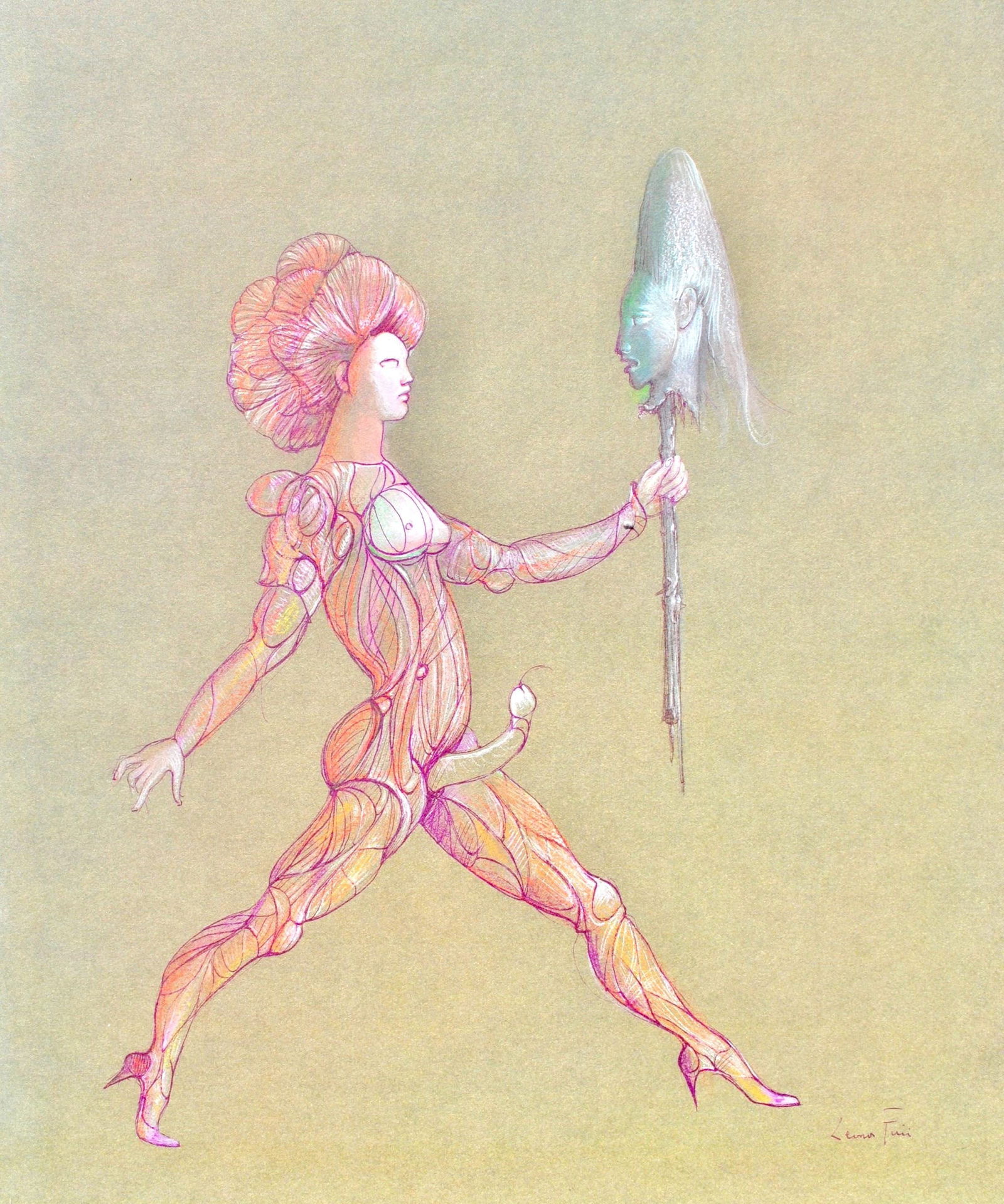 Leonor Fini, Composition, Fruits de la Passion, XXe siecle, Limited Edition Heliogravure: Heliogravure on velin de Rives pur chiffon paper, manufactured by Les papeteries de Rives, Voiron, France. Paper Size: 16.93 x 14.17 inches. Inscription: Signed in the plate and unnumbered, as issued.