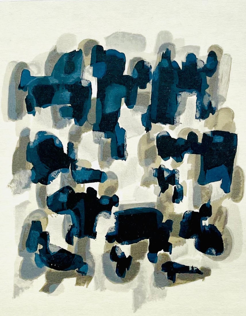 Raoul Ubac, Composition, Derriere le miroir, Limited Edition Lithograph: Lithograph on velin paper. Paper size: 15 x 11 inches. Excellent condition. Inscription: Unsigned and unnumbered, as issued. Notes: From Derriere le miroir, N deg 130, 1961. Published by Aime Maeght,