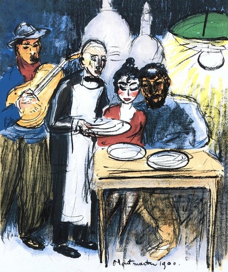 Kees van Dongen, Montmartre (Juffermans JL 34), Regards sur Paris, Limited Edition Lithograph: Lithograph on velin d'Arches paper. Paper size: 15.5 x 24 inches. Excellent condition, with centerfold, as issued. Inscription: unsigned and unnumbered, as issued. Notes: from the folio, Regards sur