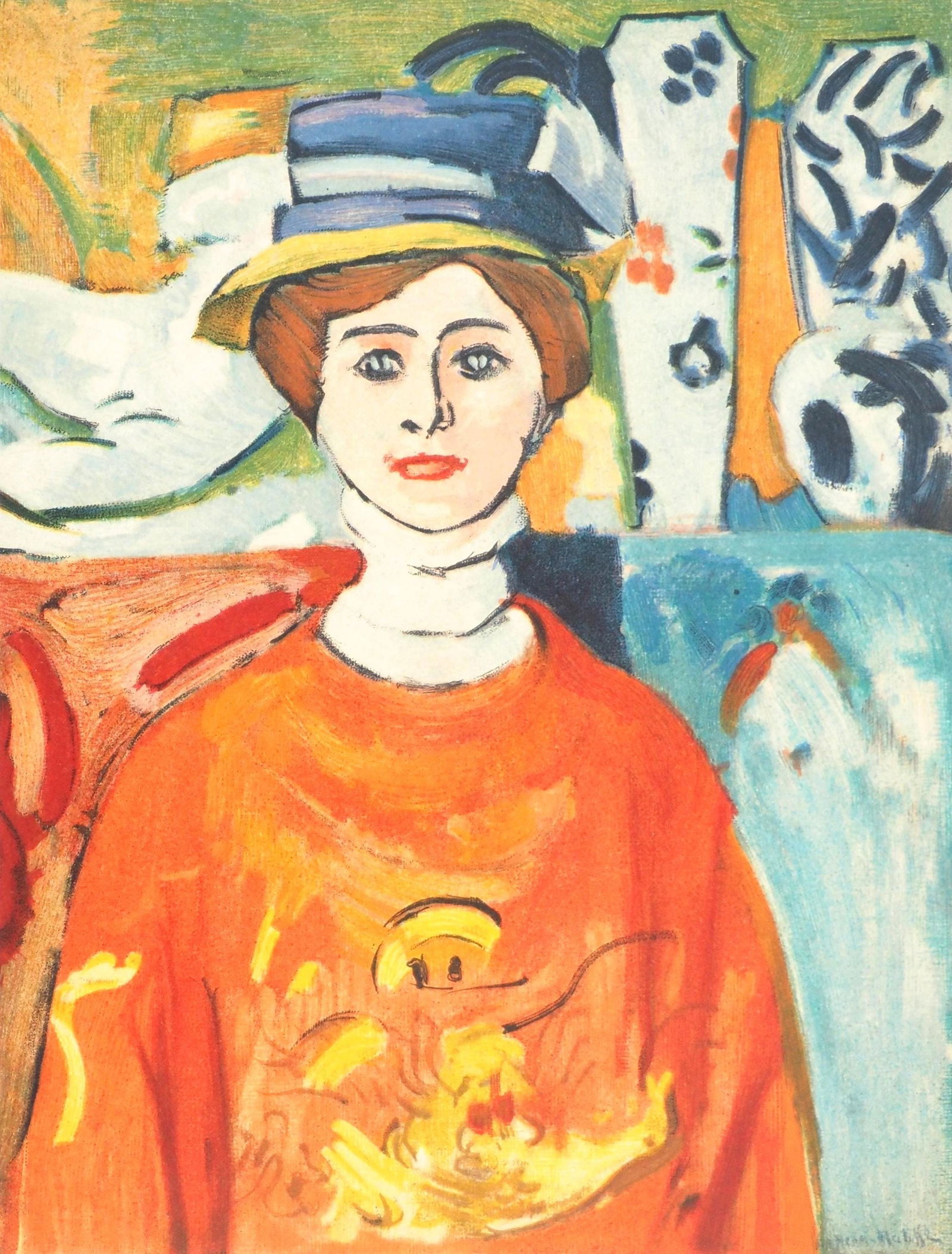 Henri Matisse, Mlle X, Portraits par Henri Matisse, Limited Edition Lithograph: Lithograph on velin paper, mounted on velin paper backing sheet, as issued. Paper Size: 12 x 9.25 inches; image size: 9.84 x 7.48 inches. Inscription: Signed in the plate and unnumbered, as issued. Co