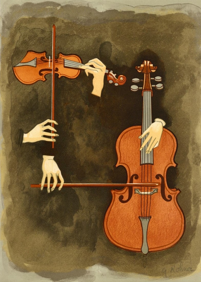 Georges Rohner, Composition, Variations sur l'imaginaire, Limited Edition Lithograph: Lithograph on velin de Rives paper. Paper size: 14.5 x 10.75 inches. Excellent condition. Inscription: hand signed and unnumbered, as issued. Notes: From the folio, Variations sur l'imaginaire, 1972.