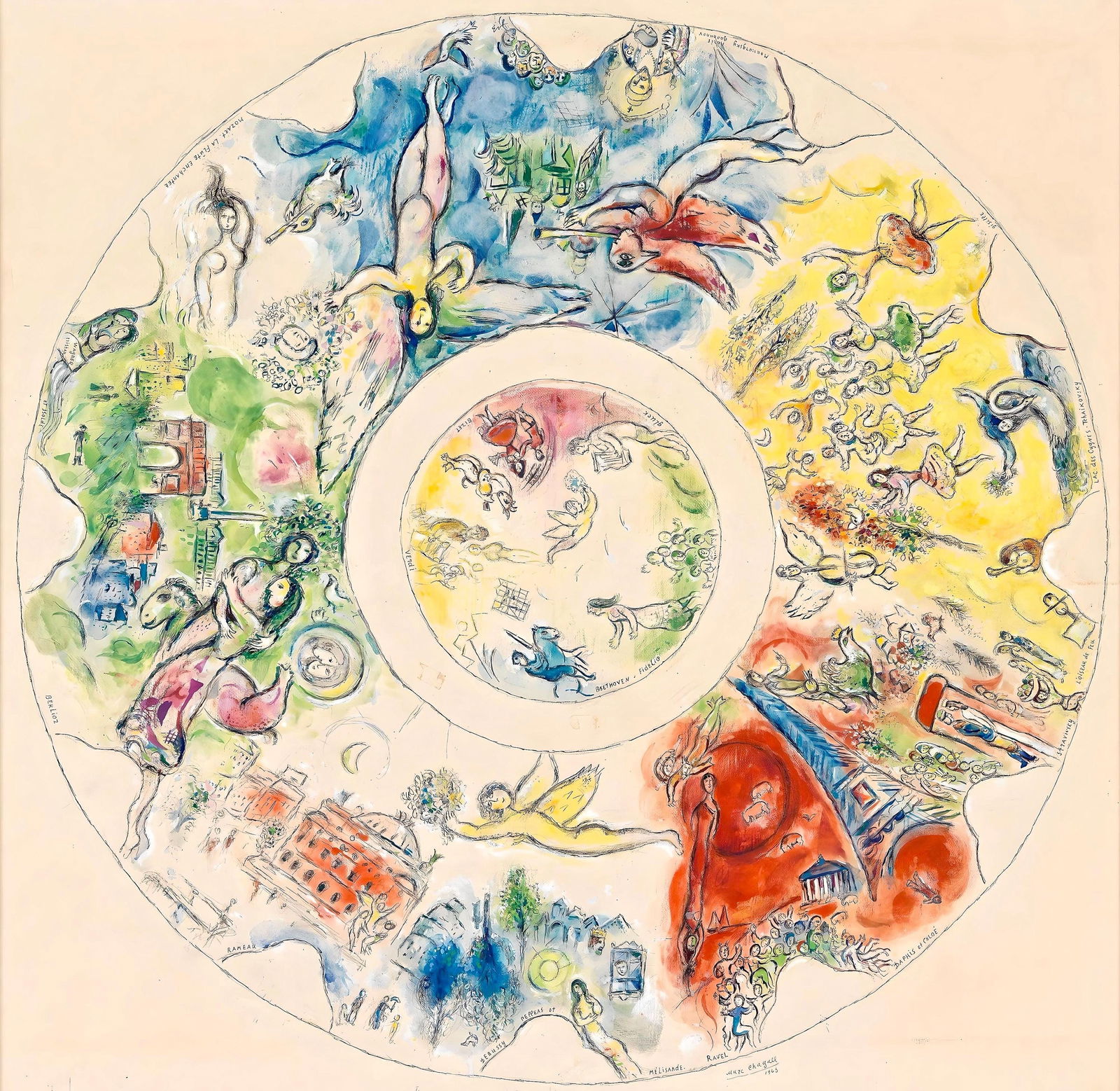 Marc Chagall, Composition (Cramer 61), Le Plafond de l'Opera de Paris, Limited Edition Lithograph (1 of 4)
