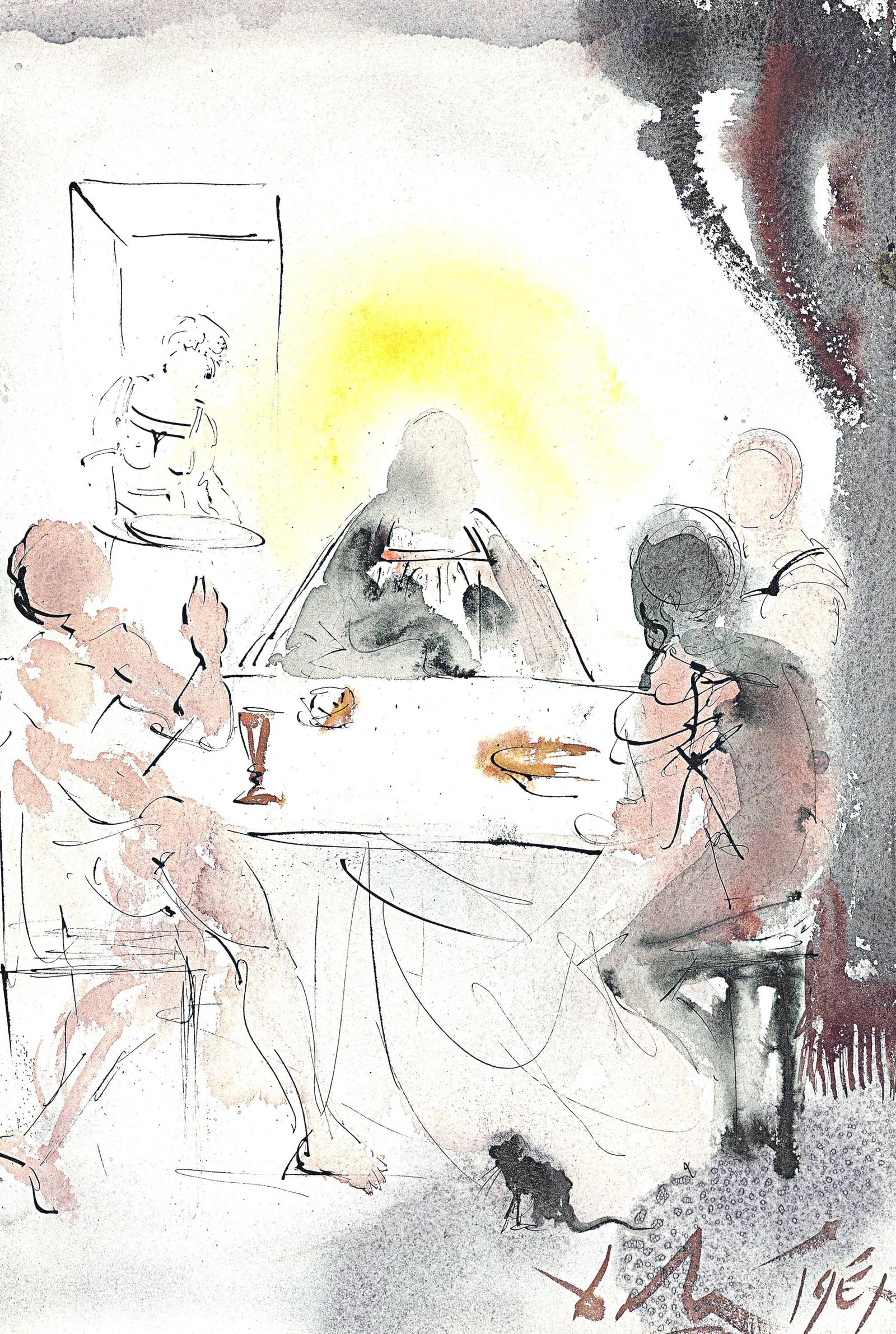 Salvador Dali, Composition (Michler/Lopsinger 1600; Field 69-3), Biblia Sacra, Limited Edition: Lithograph in colors on velin Fabriano charta ex meris pannis "ab alveo" manu fabricata, perlucidis figuris intexta paper. Paper size: 19 x 13.75 inches. Inscription: Signed in the plate and unnumbere