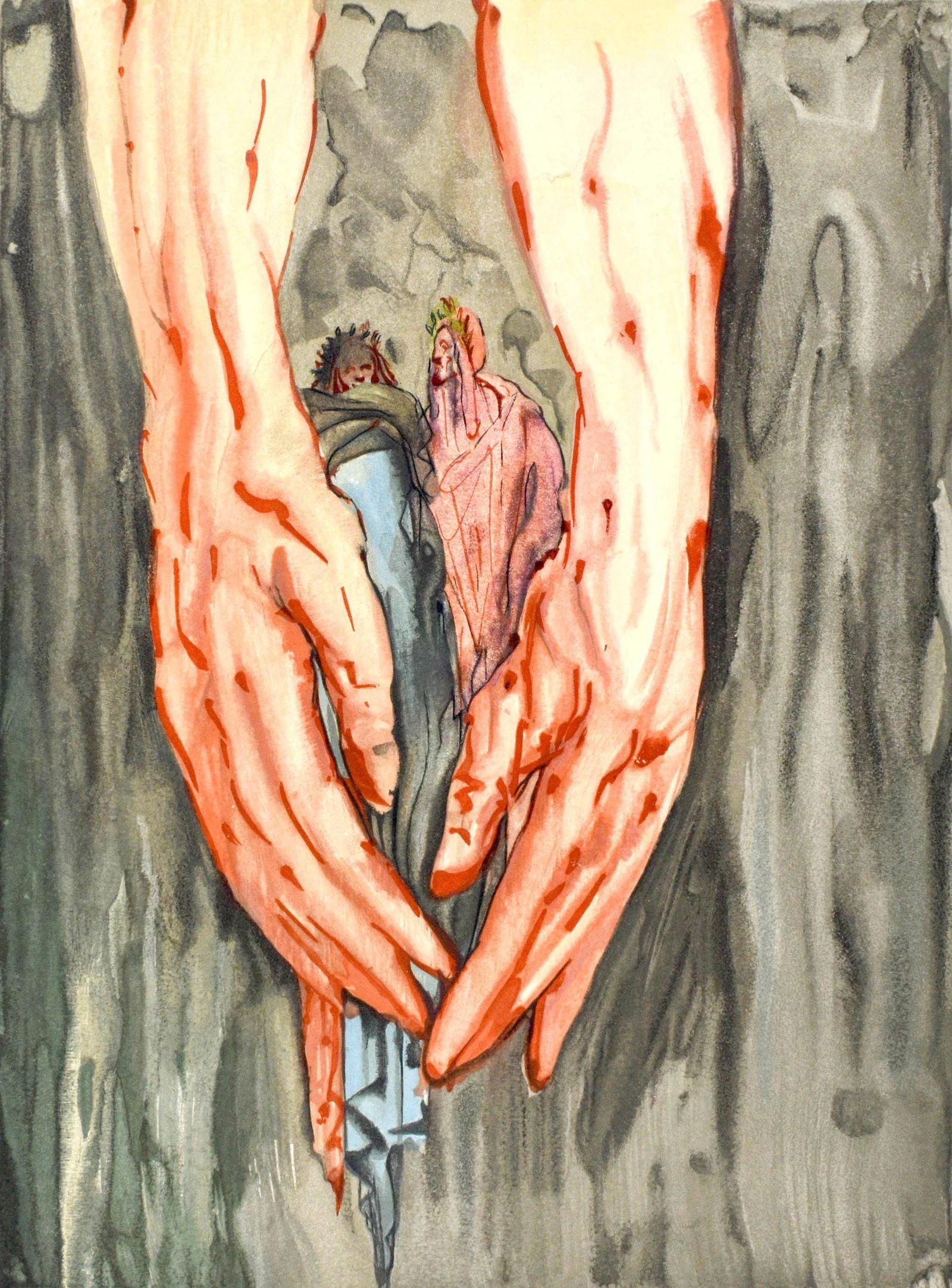 Salvador Dali, Inferno XVI (Michler/Lopsinger 1039-1138; Field 189-200), La Divina Commedia, Limited: Woodcut in colors on velin pur chiffon de Rives paper. Paper size: 13 x 10.375 inches. Inscription: Unsigned and unnumbered, as issued. Catalogue raisonne references: Dali, Salvador, et al. Salvador