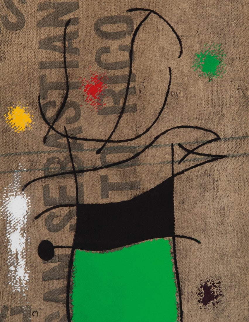 Joan Miro, Composition (Cramer 69; Dupin 292; Mourlot 286-294), Miro 1959-1960, Limited Edition: Lithograph on velin paper. Paper size: 13.24 x 10.24 inches. Excellent condition. Inscription: Unsigned and unnumbered, as issued. Notes: From folio, Miro 1959-1960, 1961. Published by Pierre Matisse