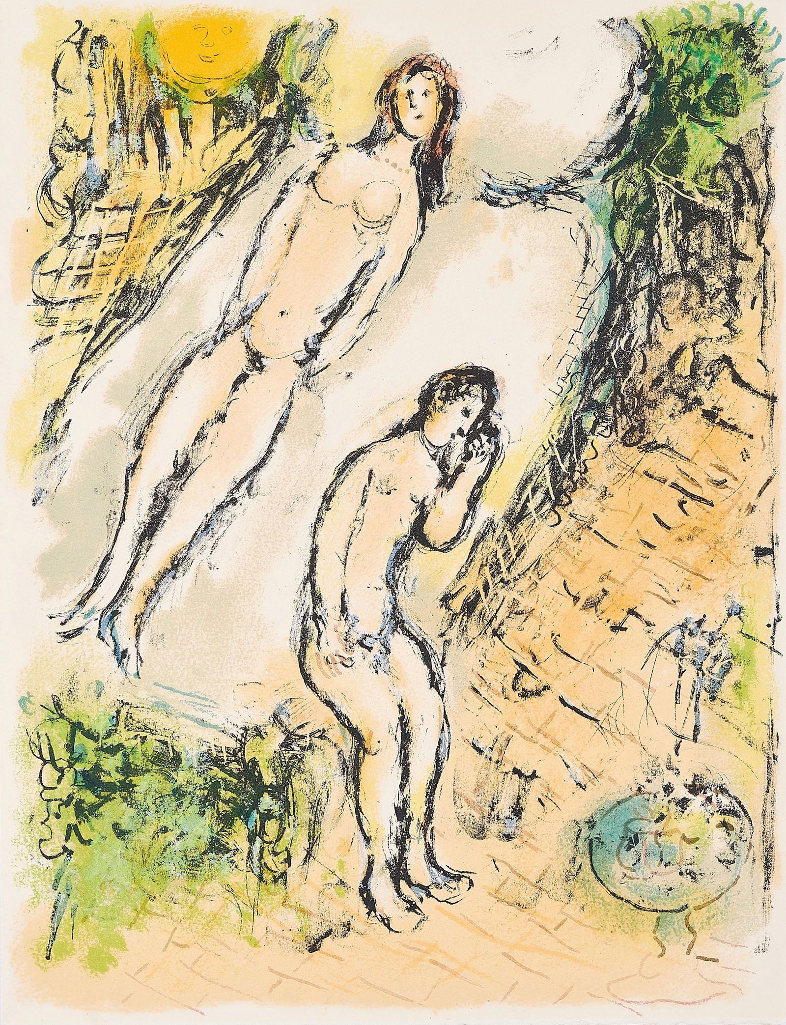 Marc Chagall, Wehklagen des Odysseus, Homer, Die Odyssee, Limited Edition Lithograph: Lithograph on 250 g/m2 Butten Papierwerke Miliani AG, Fabriano paper. Paper Size: 14.88 x 11.69 inches. Inscription: Unsigned and unnumbered, as issued. Condition: Very good/excellent, consistent with