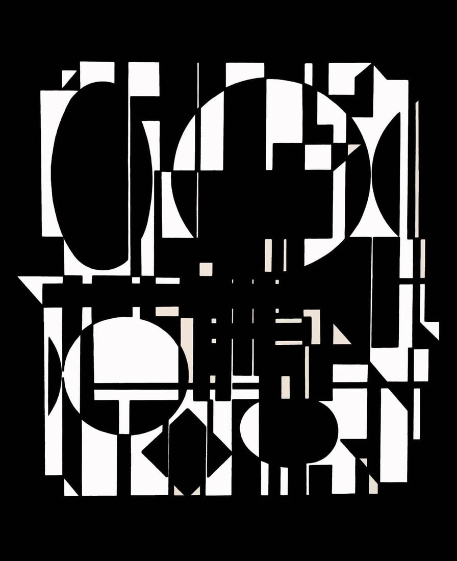 Victor Vasarely, Composition, Lineaires, Limited Edition Heliogravure: Silkscreen on 280 gm M2 gloss paper. Paper Size: 11.61 x 9.25 inches. Excellent condition. Notes: From the folio, Lineaires, 1973. Published and printed by Editions du Griffon, Neuchatel, Switzerland,